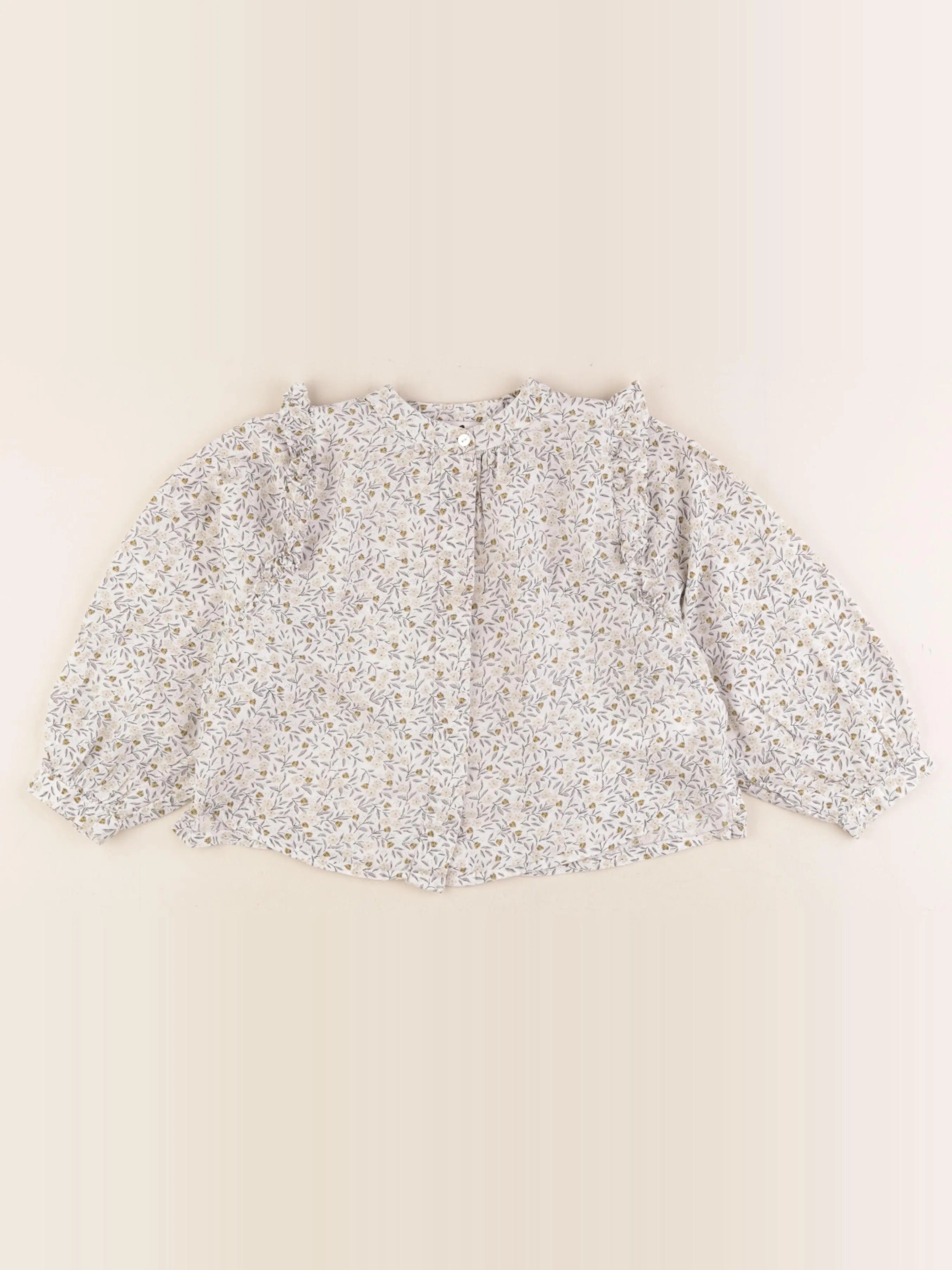 Cyrillus - blouse blanc, vert - 4 ans