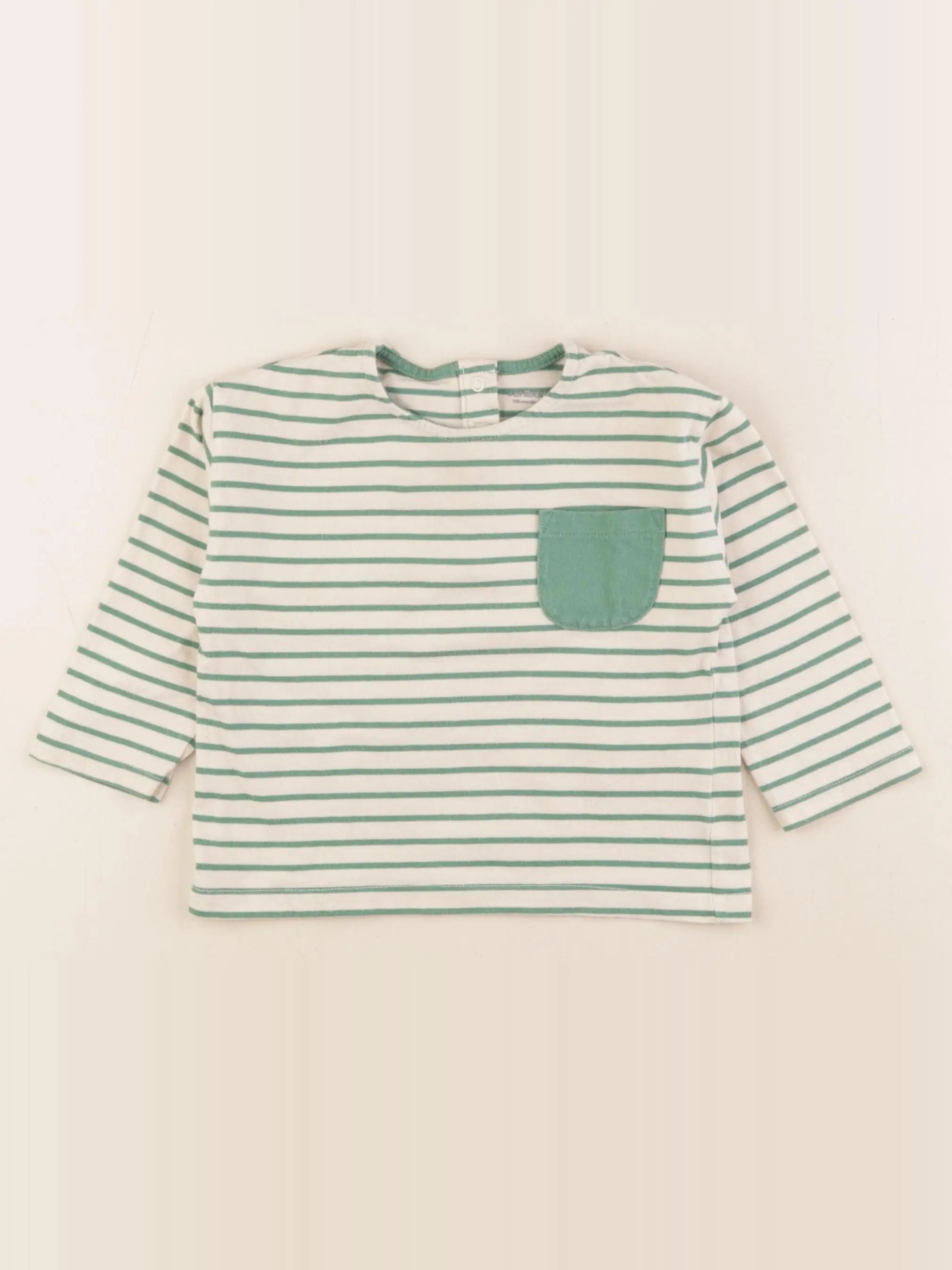 Vertbaudet - tee-shirt beige, vert - 18 mois