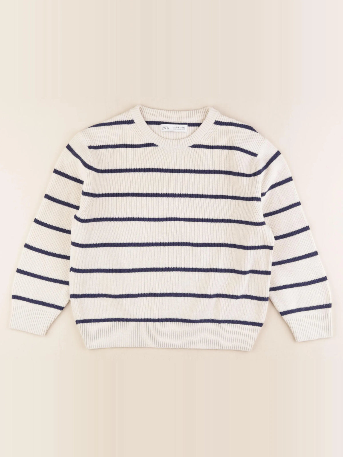 Zara - pull blanc, bleu - 8/9 ans