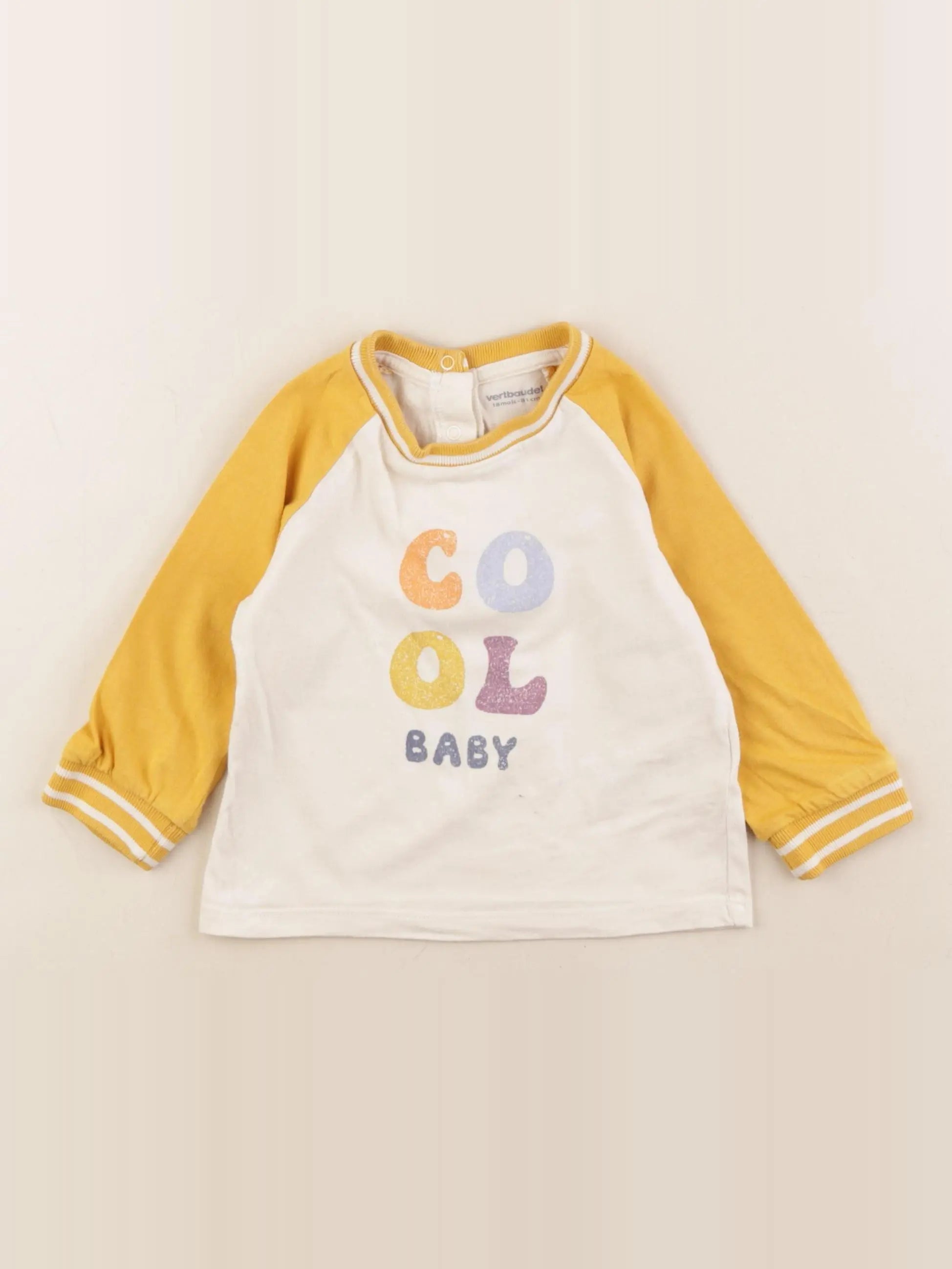 Vertbaudet - tee-shirt jaune, beige - 18 mois