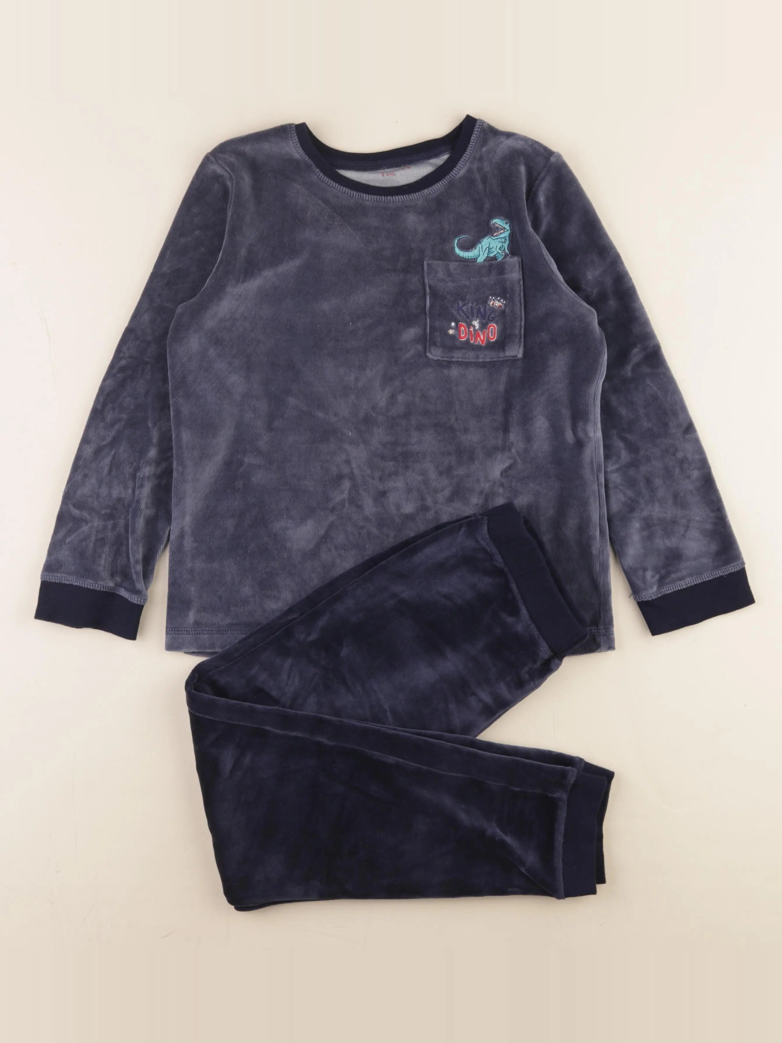 Monoprix - pyjama velours bleu - 8 ans