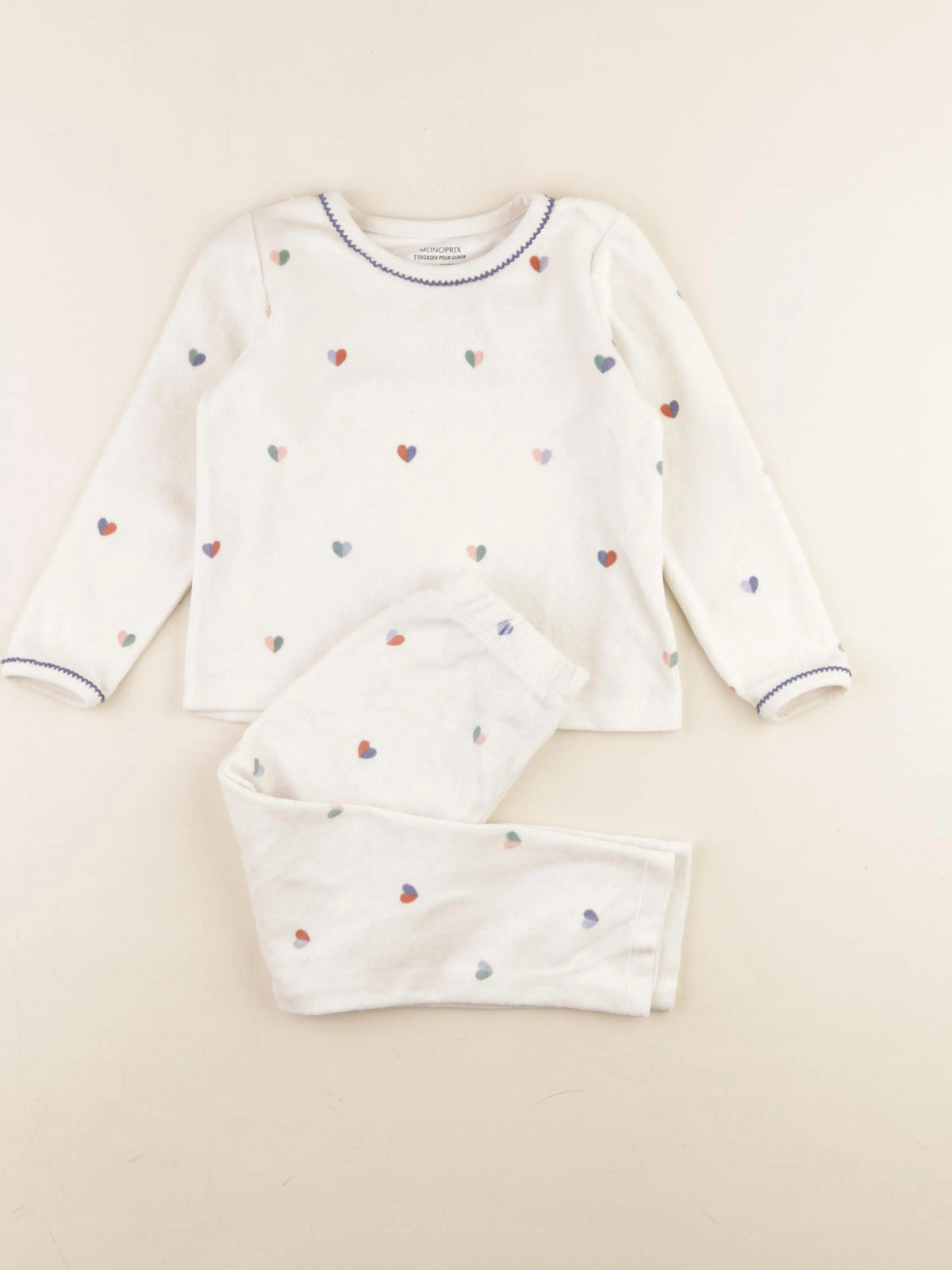 Monoprix - pyjama velours beige - 4 ans