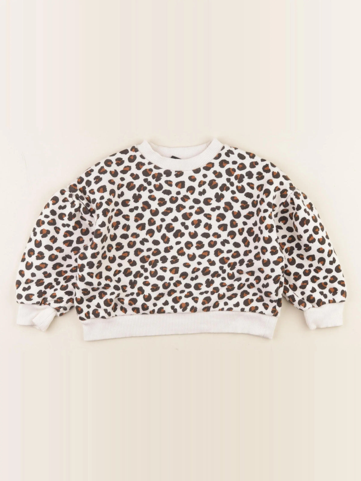 Monoprix - sweat beige, noir - 4 ans