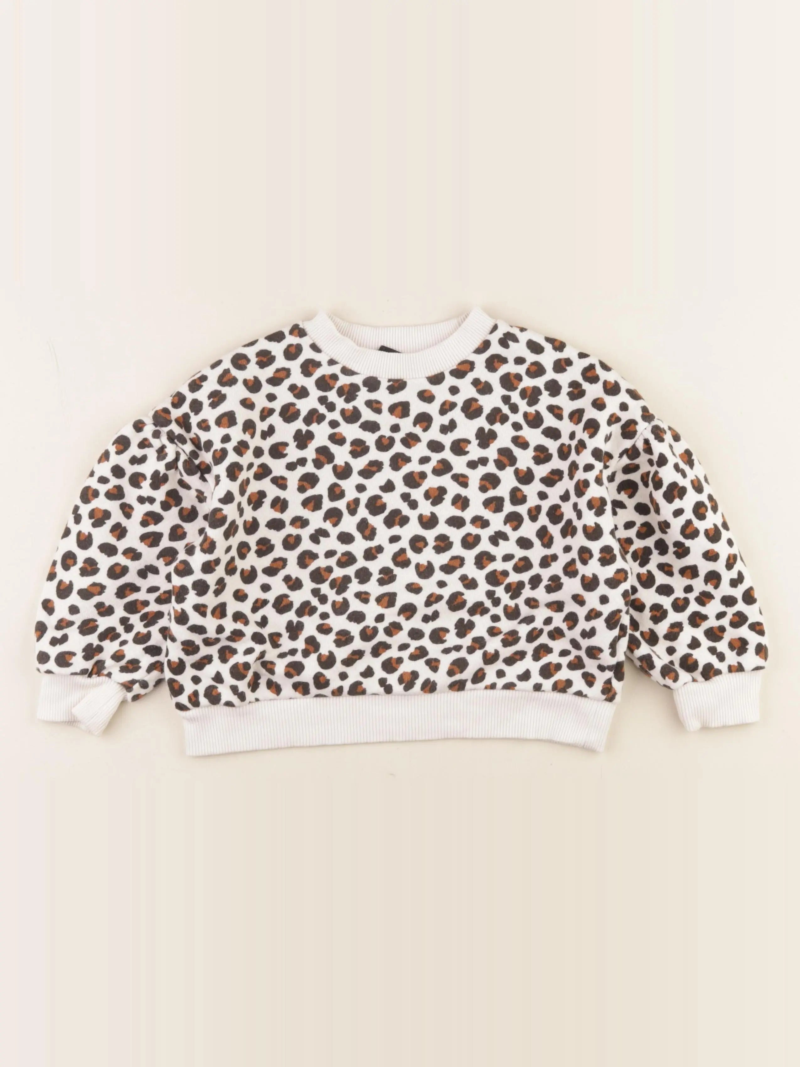 Monoprix - sweat beige, noir - 4 ans