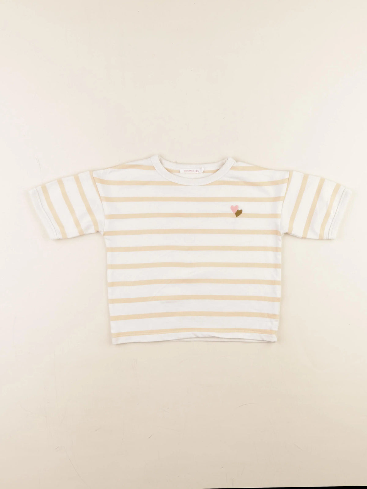 Monoprix - tee-shirt beige, rose - 4 ans