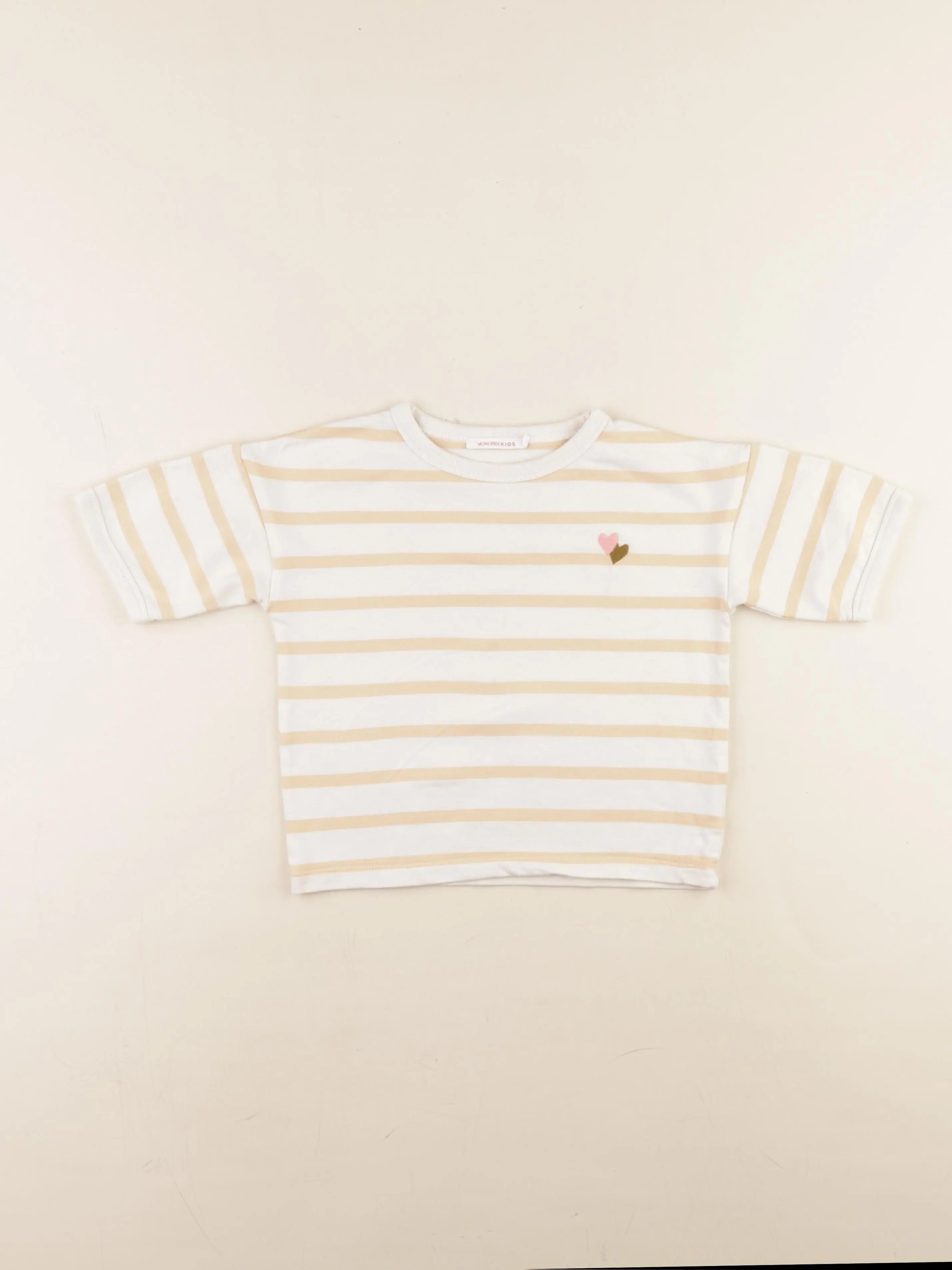 Monoprix - tee-shirt beige, rose - 4 ans