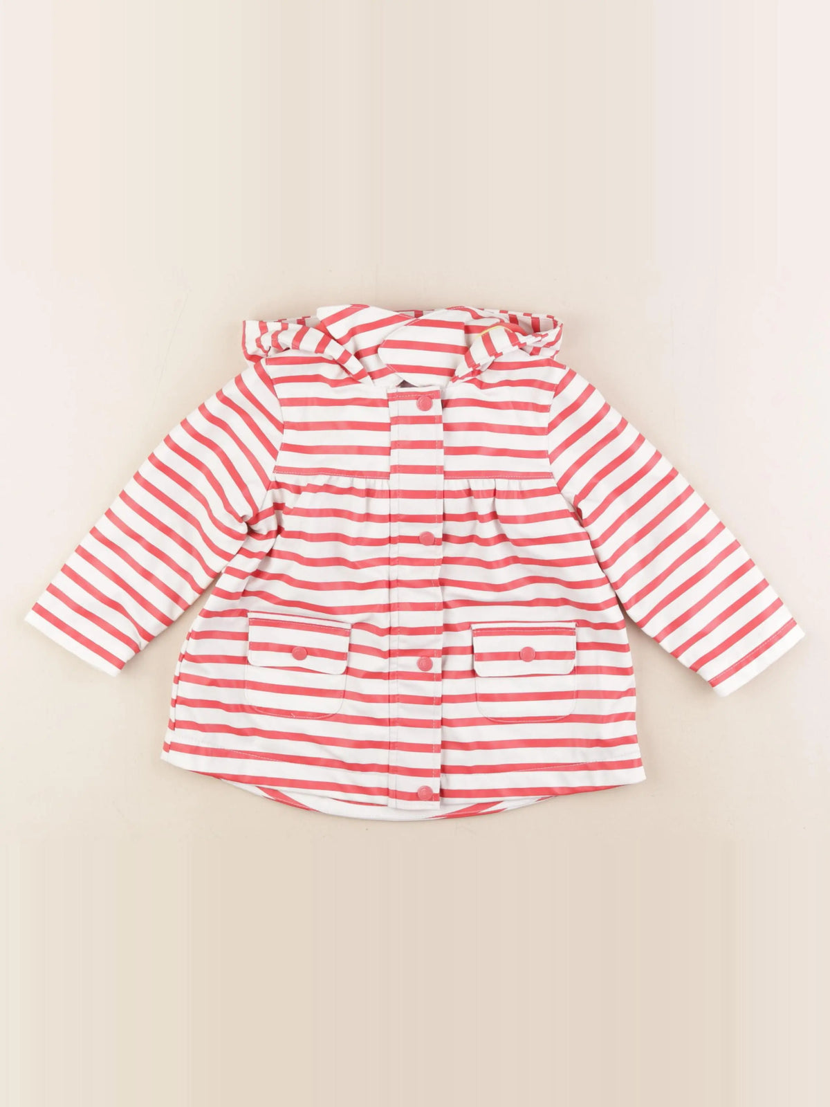 Cadet Rousselle - imperméable blanc, rouge - 12 mois