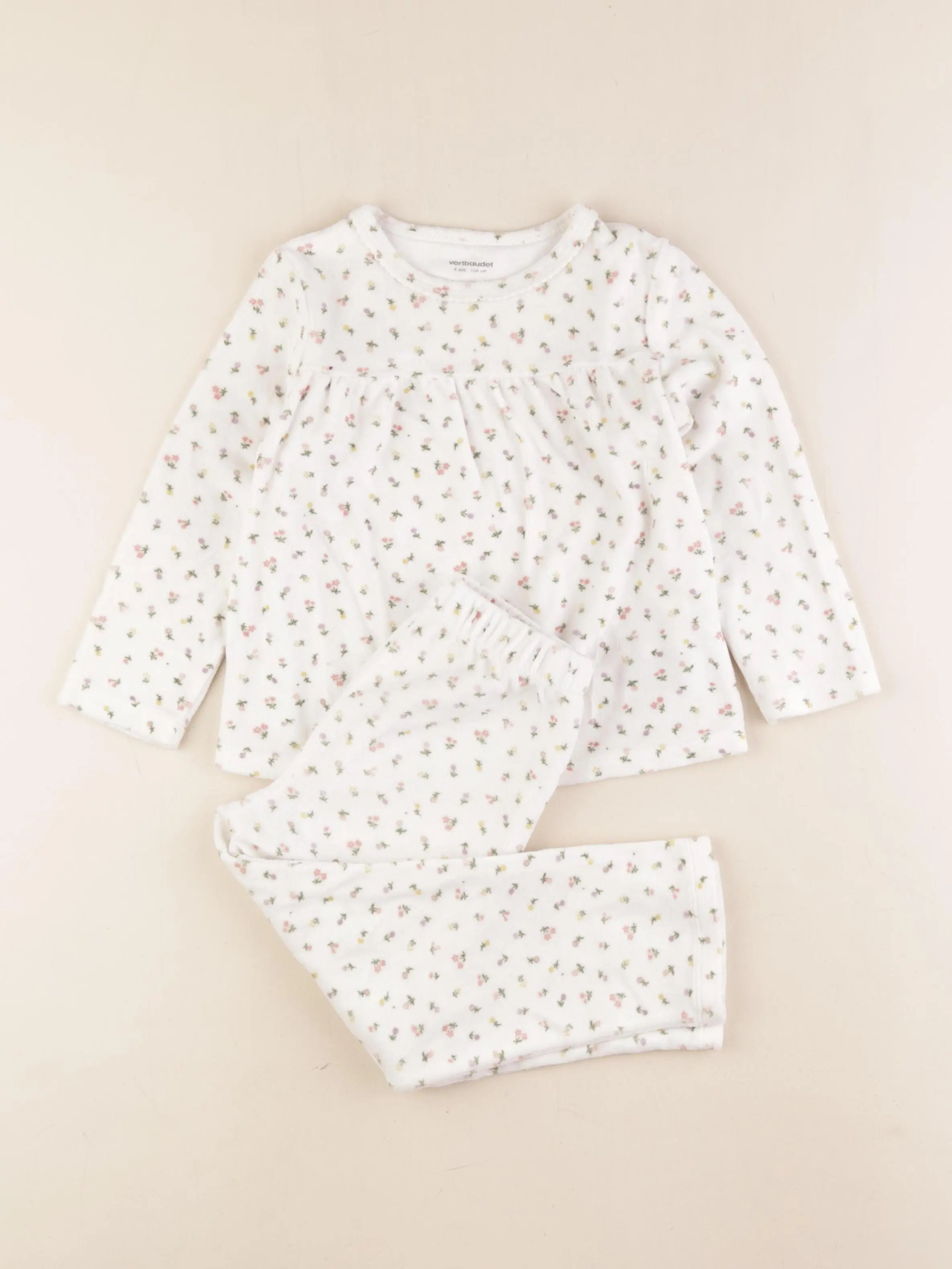 Vertbaudet - pyjama velours multicolore - 4 ans