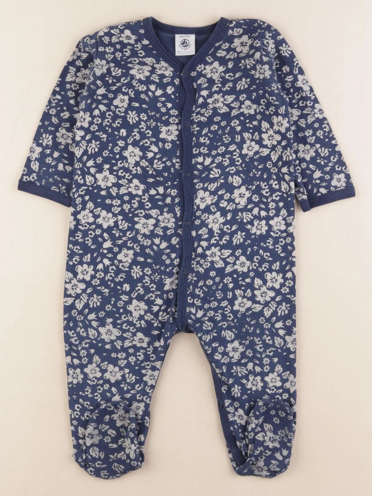 Petit Bateau - pyjama coton bleu - 12 mois