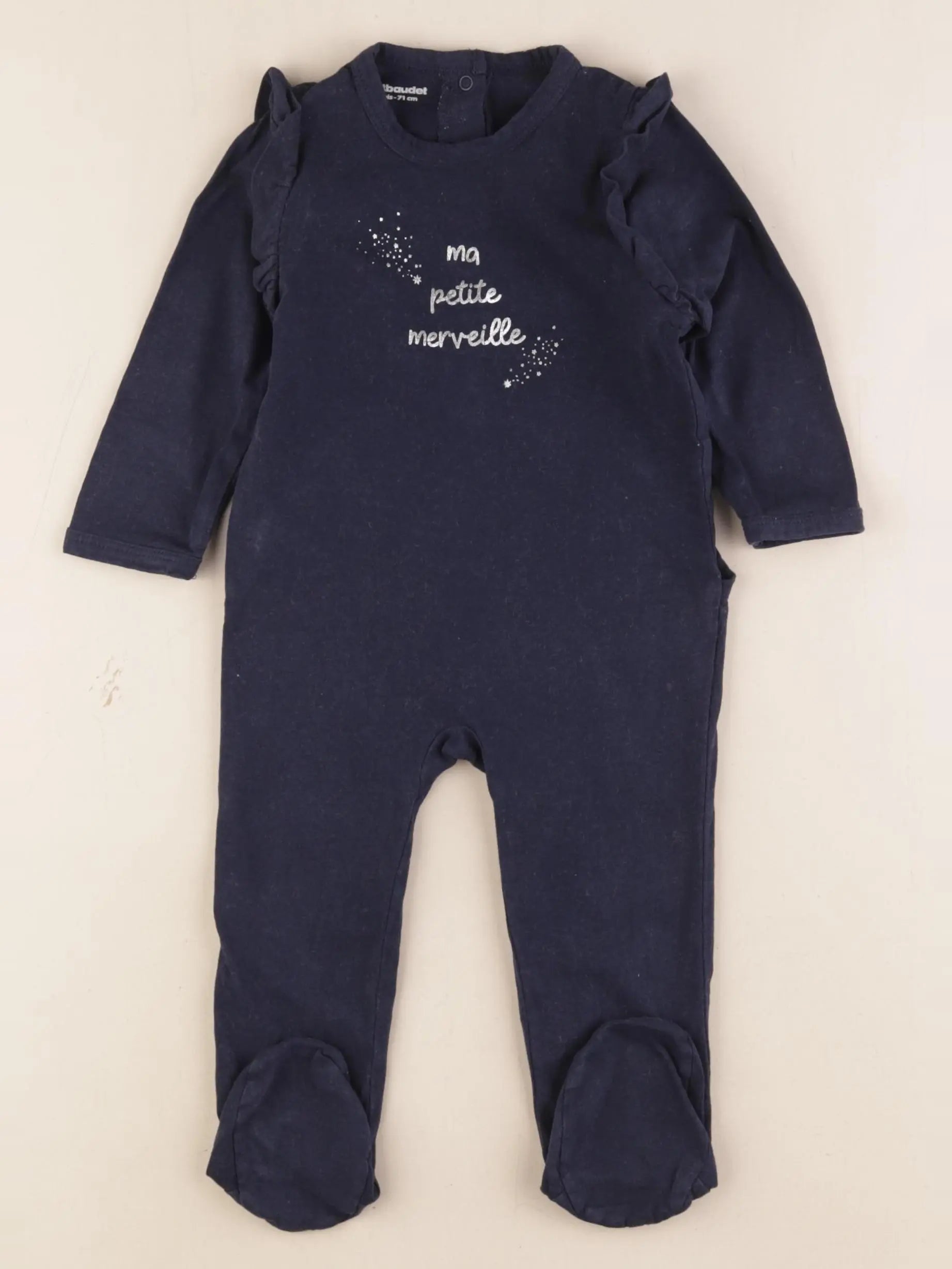 Vertbaudet - pyjama coton bleu - 9 mois