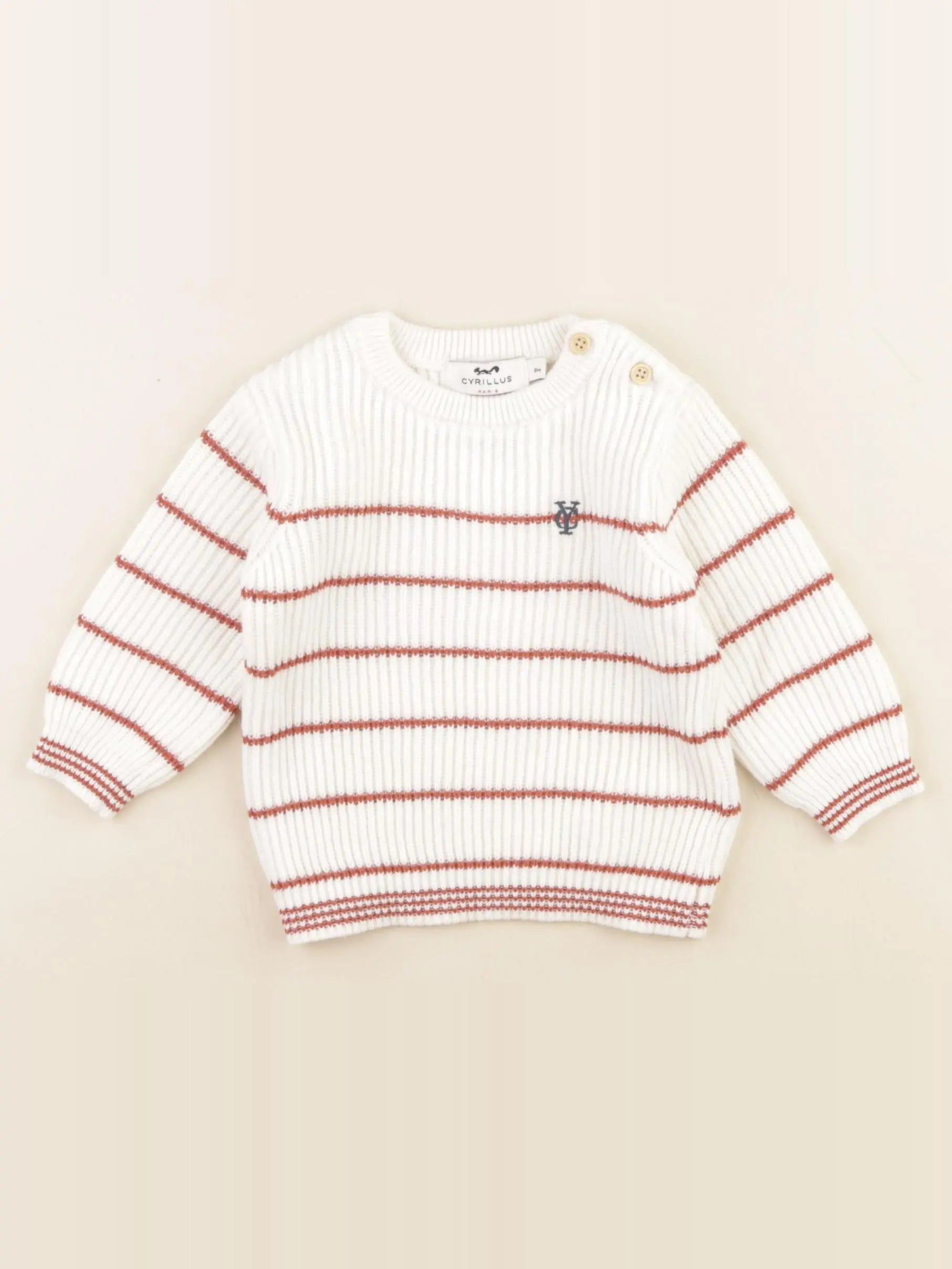 Cyrillus - pull blanc - 6 mois