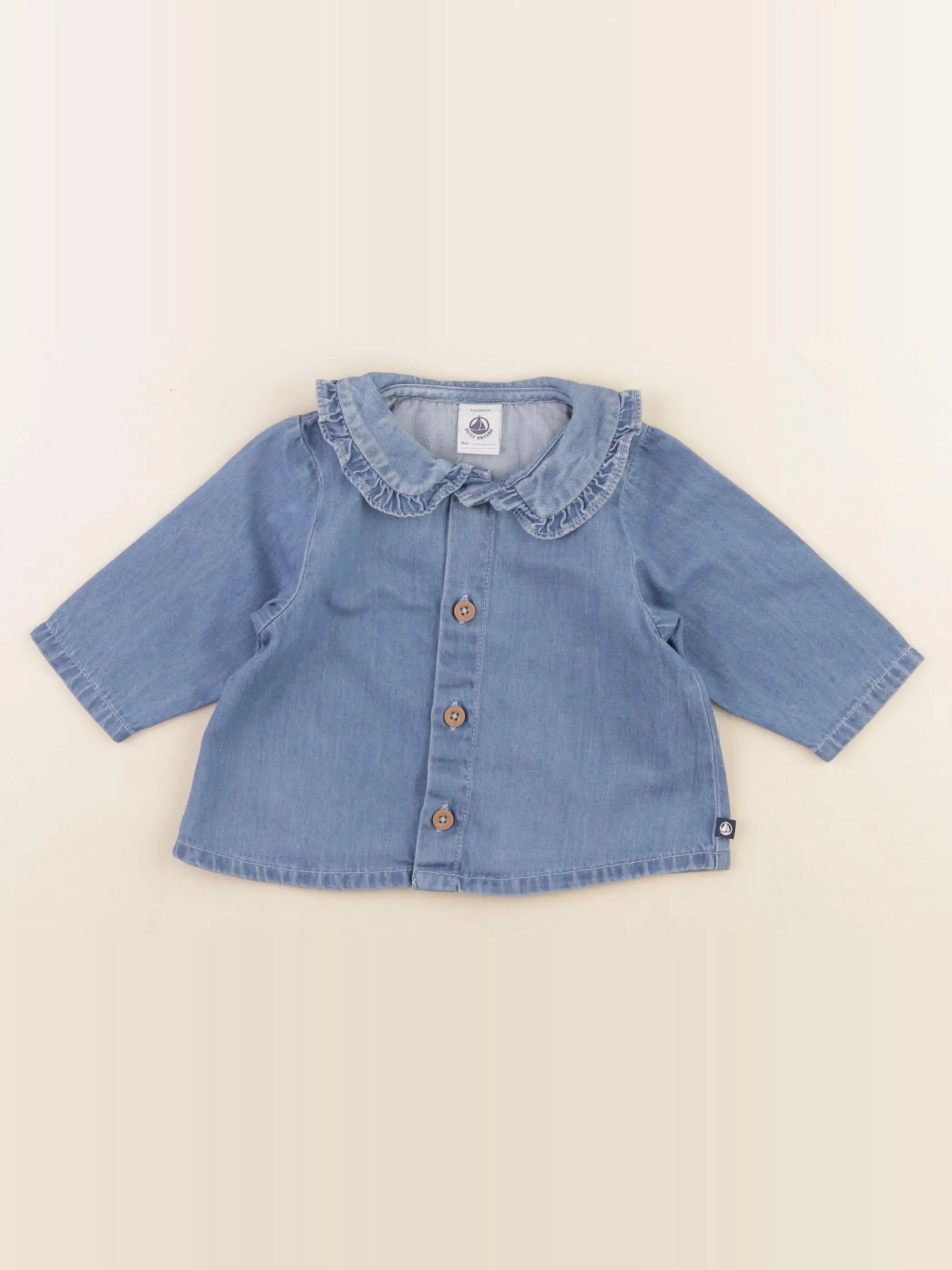 Petit Bateau - blouse bleu - 3 mois
