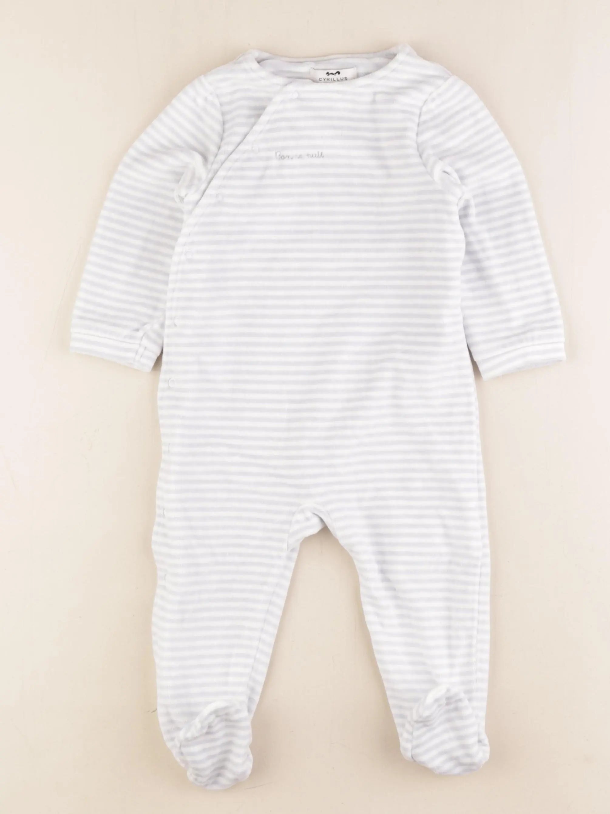 Cyrillus - pyjama velours bleu, blanc - 18 mois