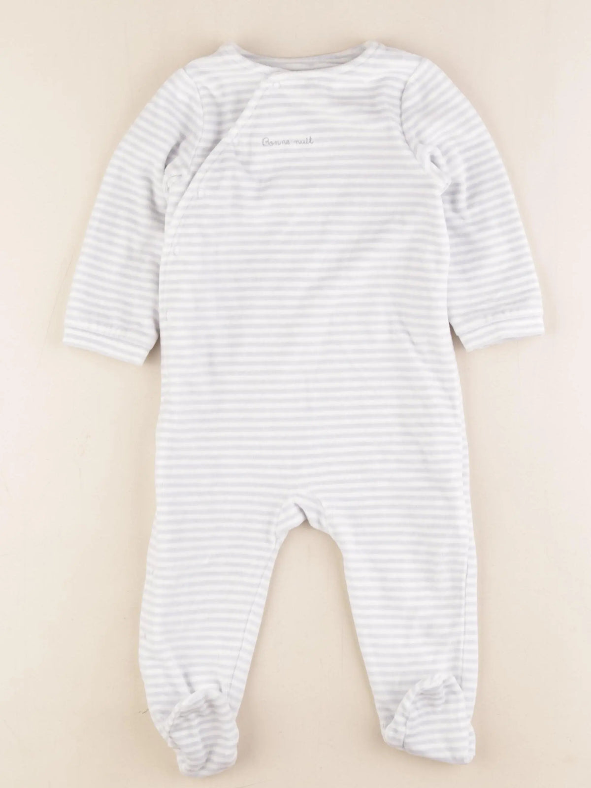 Cyrillus - pyjama velours bleu, blanc - 18 mois