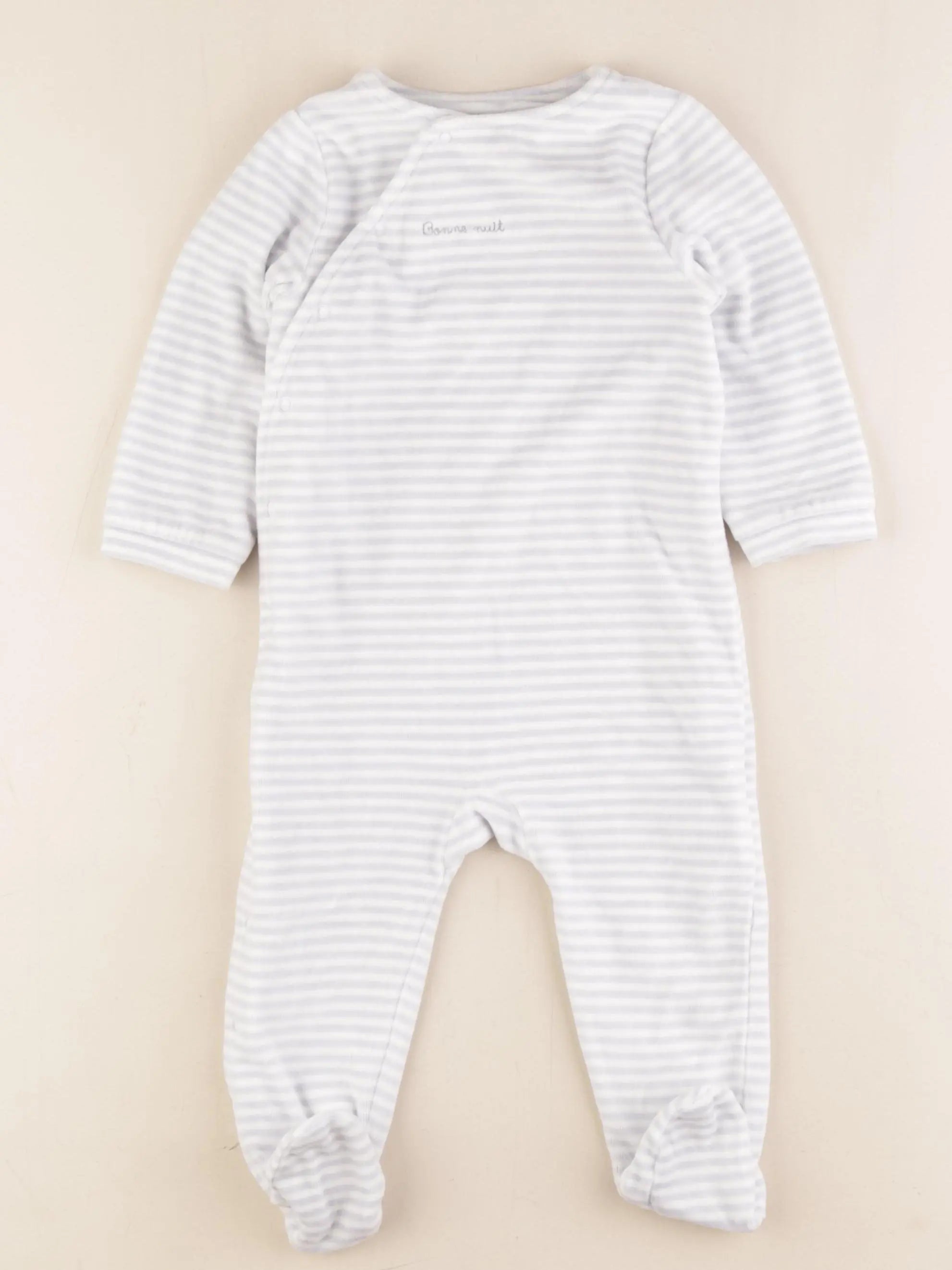 Cyrillus - pyjama velours bleu, blanc - 18 mois