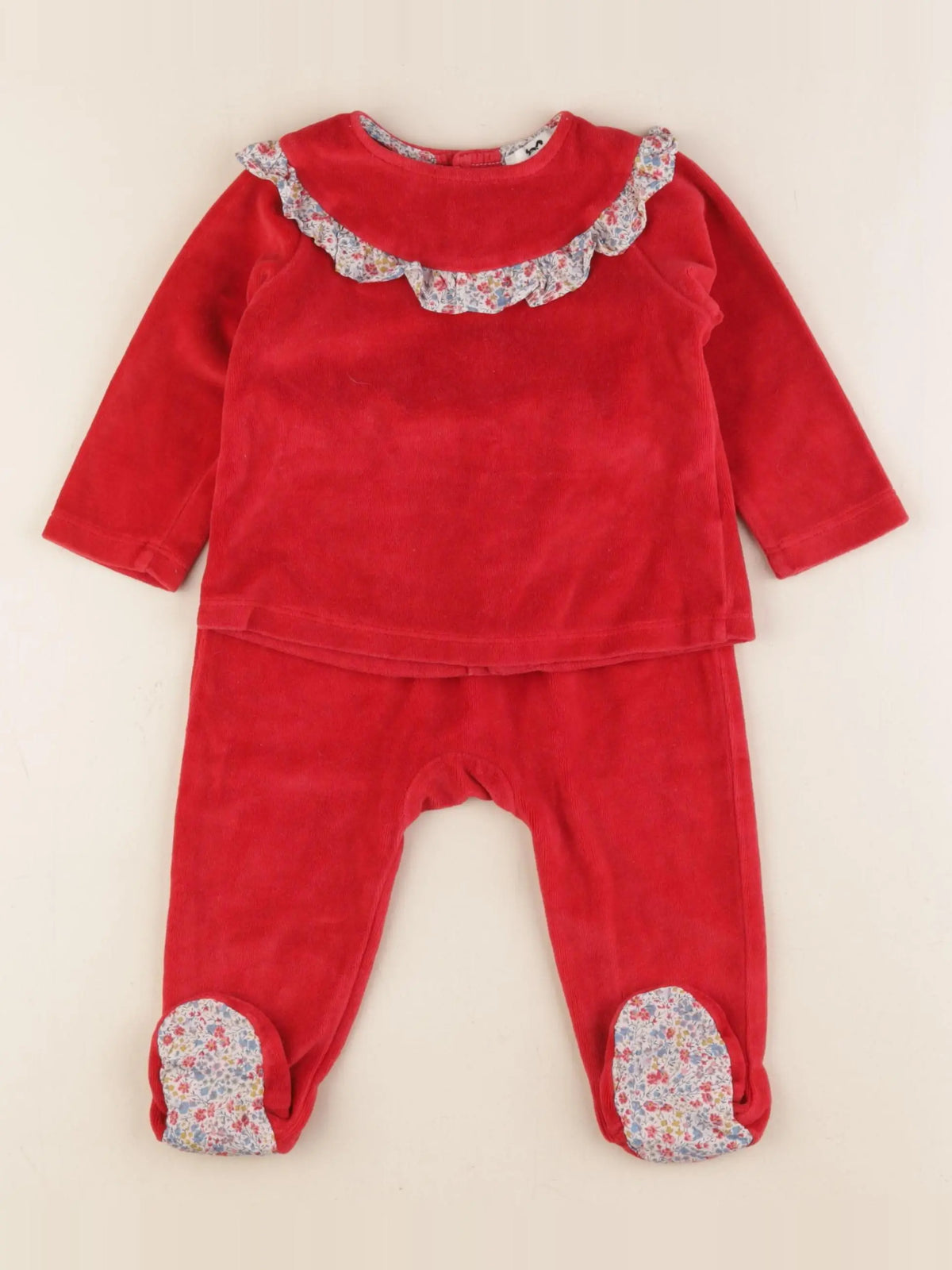 Cyrillus - pyjama velours rouge - 12 mois