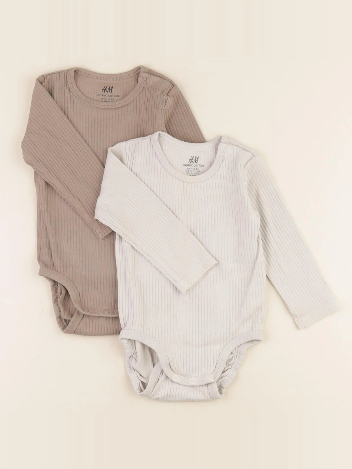 H&M - lot de 2 bodies en coton marron - 6/9 mois
