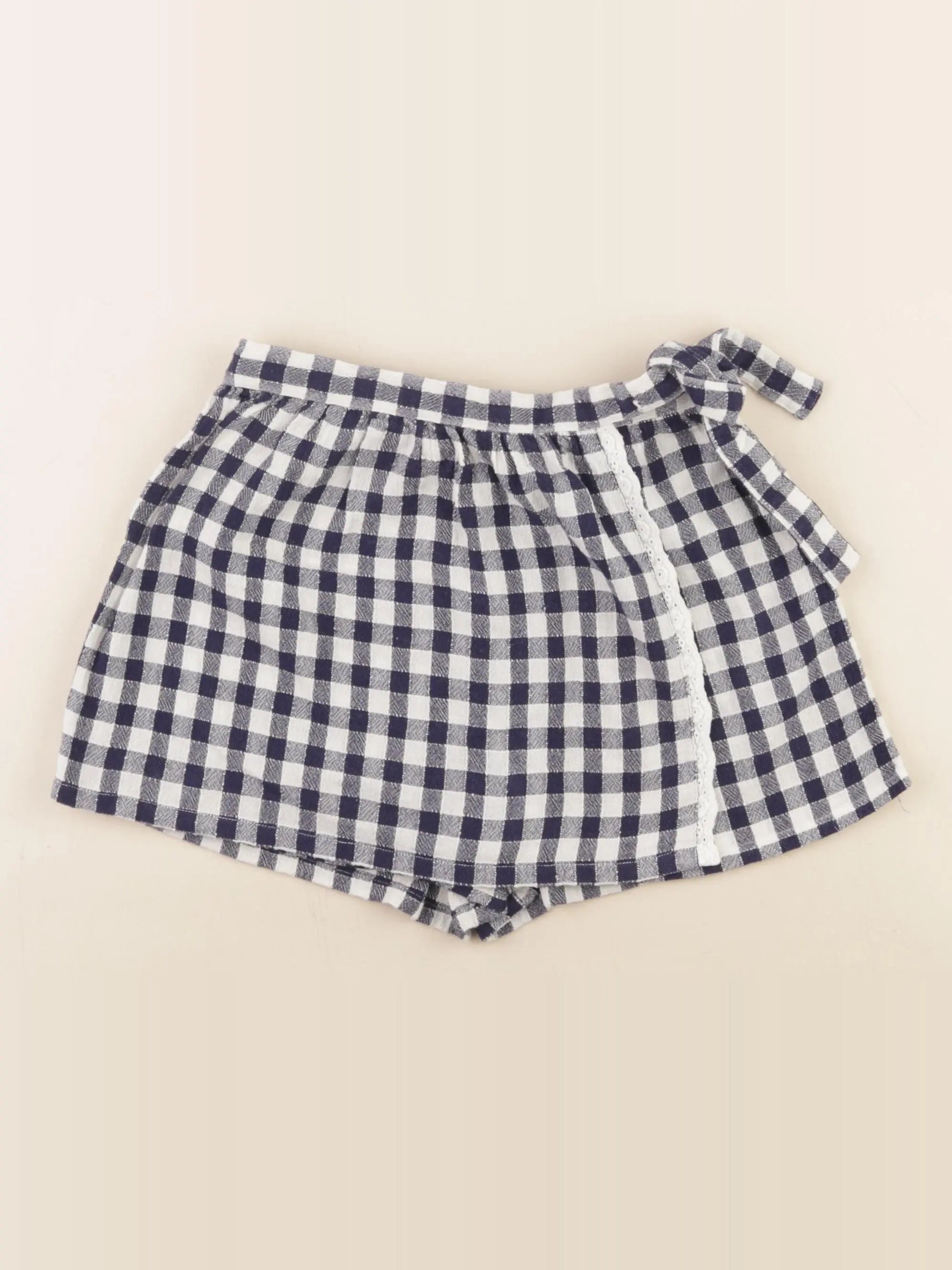 Cyrillus - jupe short bleu, blanc - 8 ans