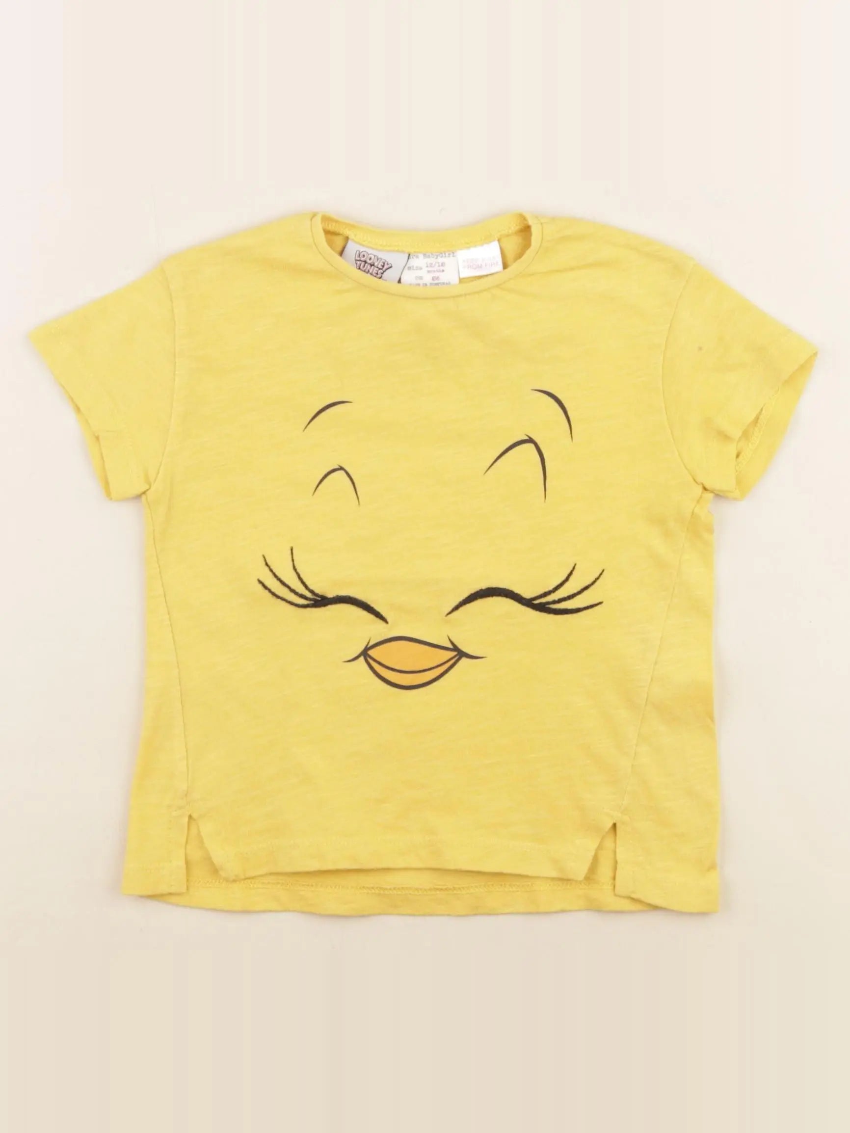 Zara - tee-shirt imprimé au dos jaune - 12/18 mois