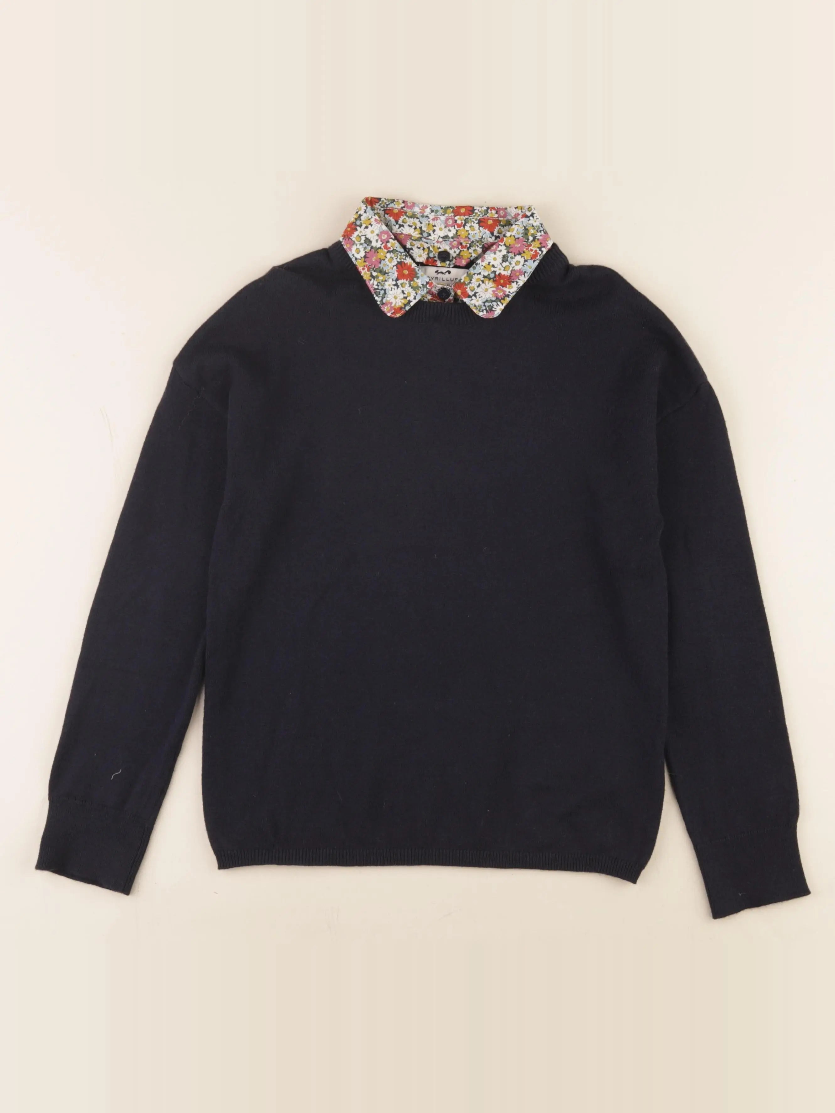 Cyrillus - pull col amovible bleu - 10 ans