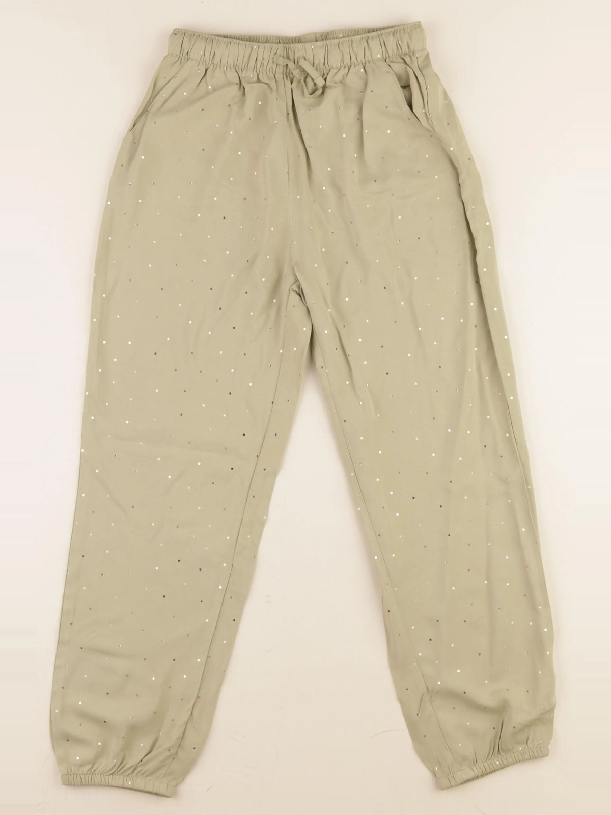 H&M - pantalon vert, or - 9/10 ans