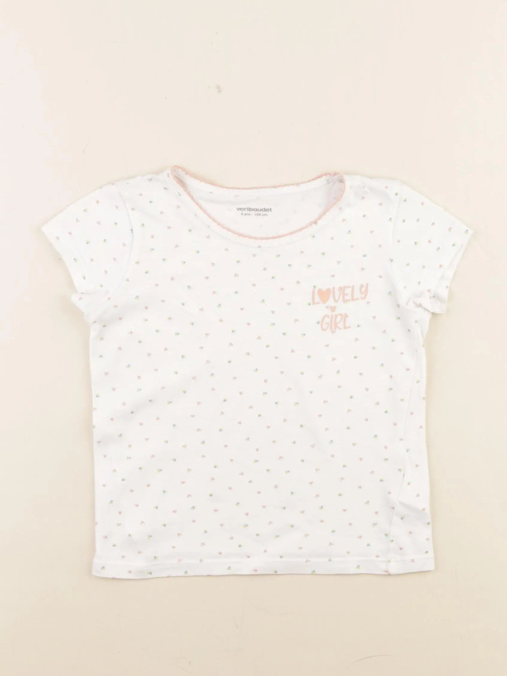 Vertbaudet - maillot de corps blanc, rose - 4 ans
