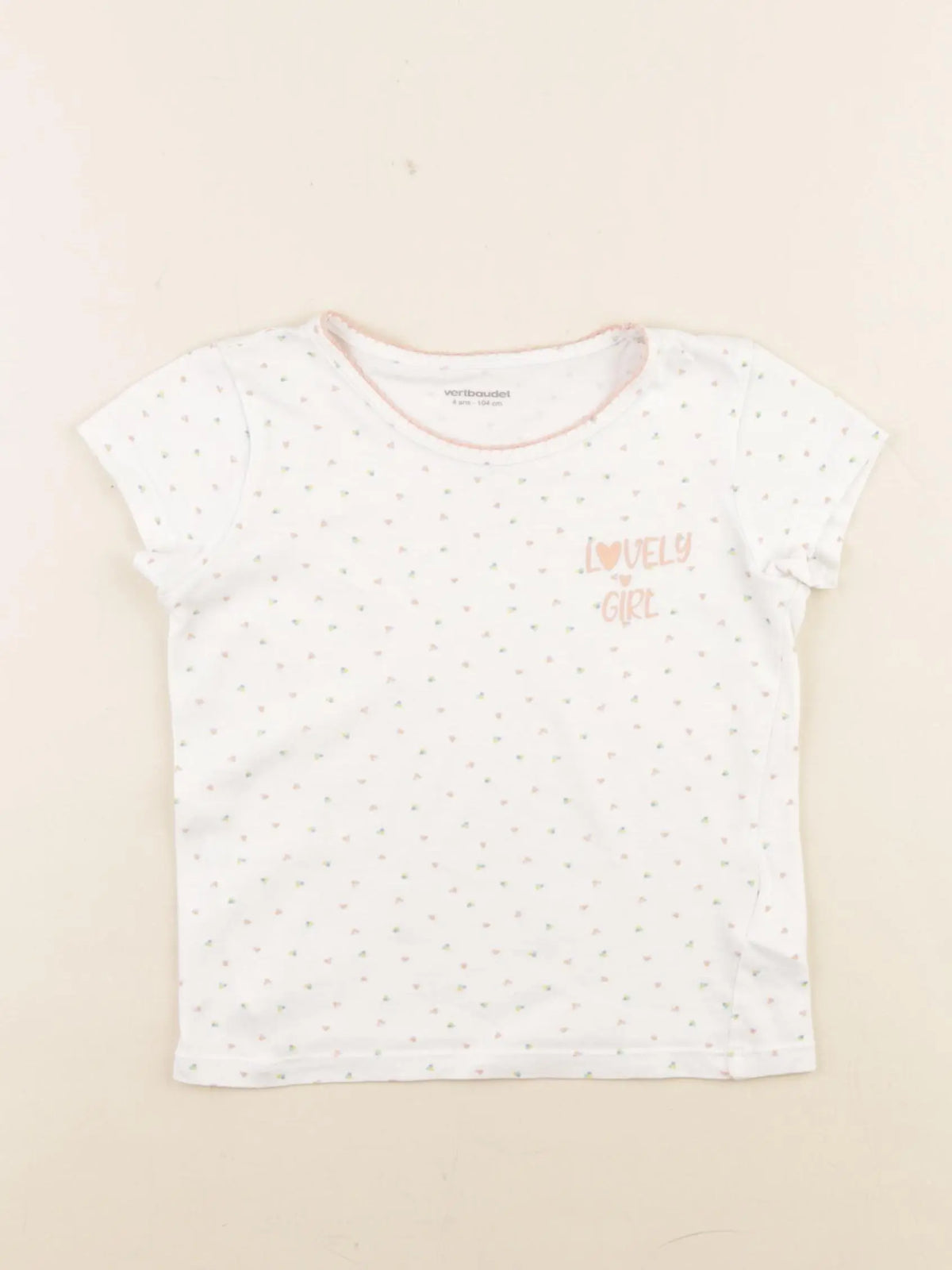 Vertbaudet - maillot de corps blanc, rose - 4 ans
