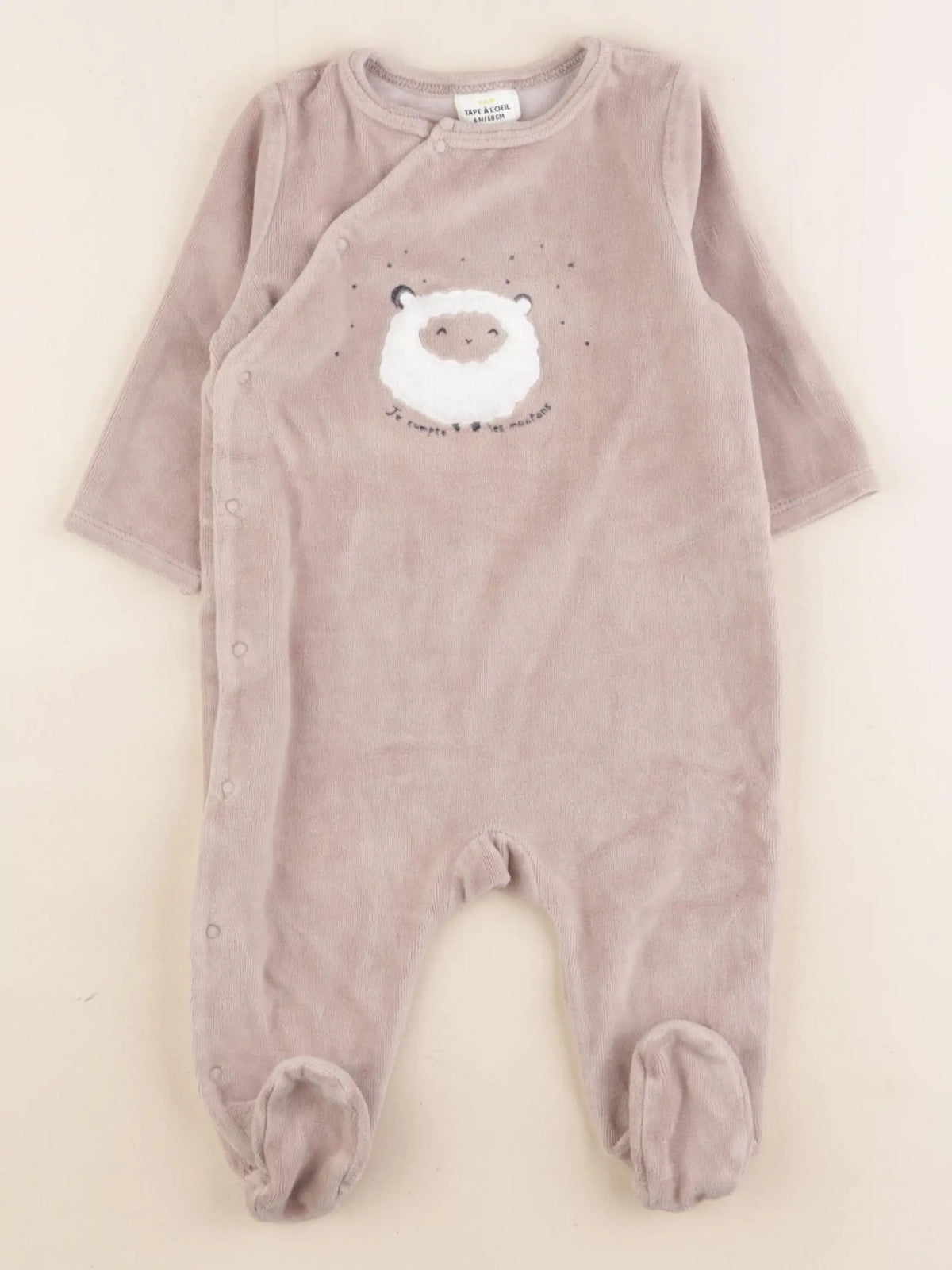 Tape à l'oeil - pyjama velours marron - 6 mois