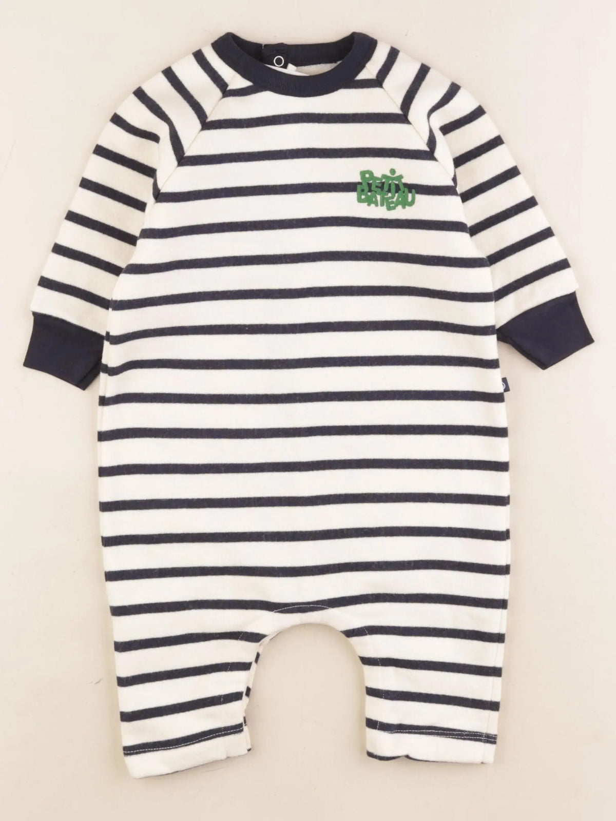 Petit Bateau - combinaison beige, bleu - 6 mois