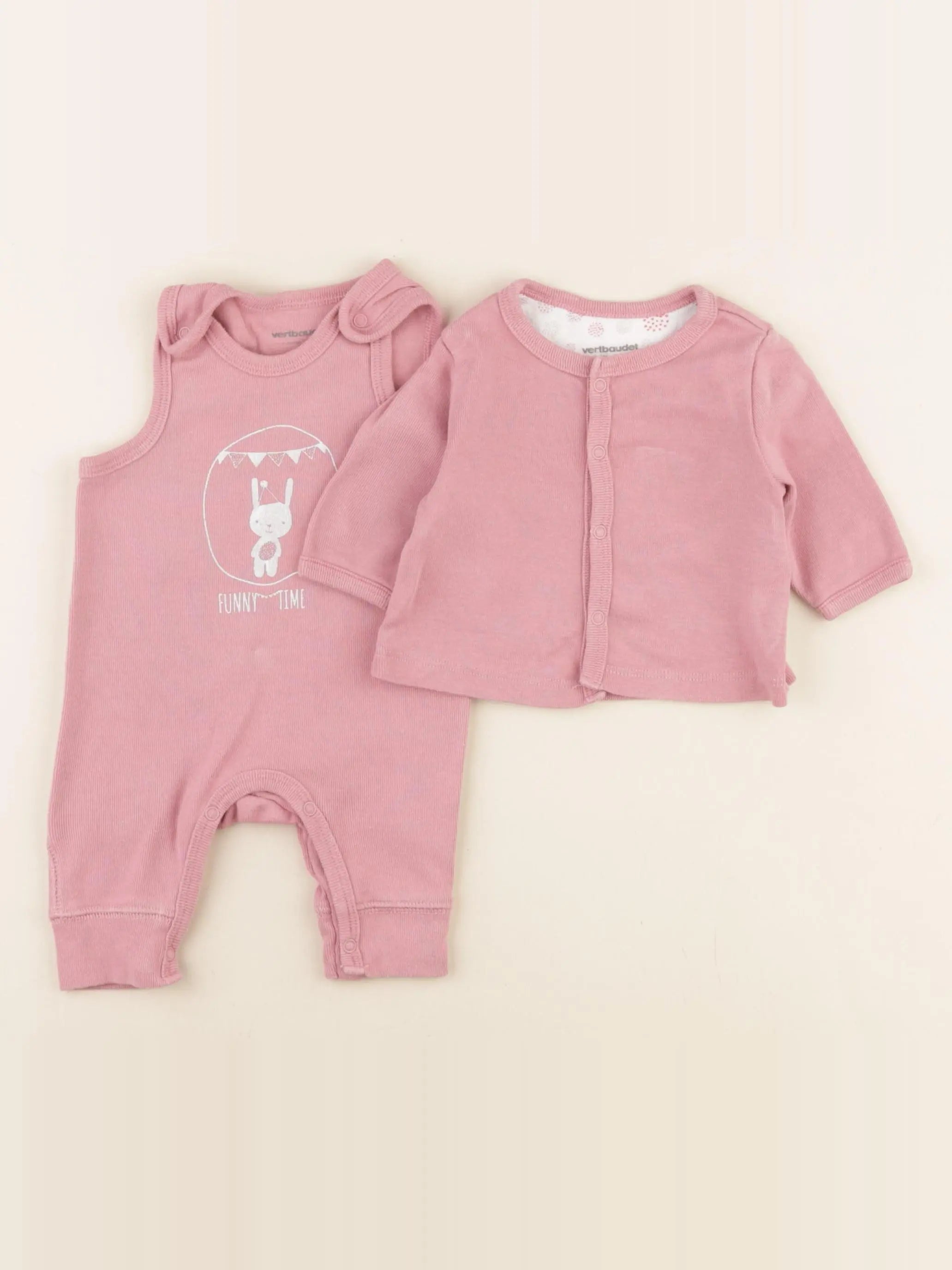 Vertbaudet - ensemble rose, argent - 1 mois