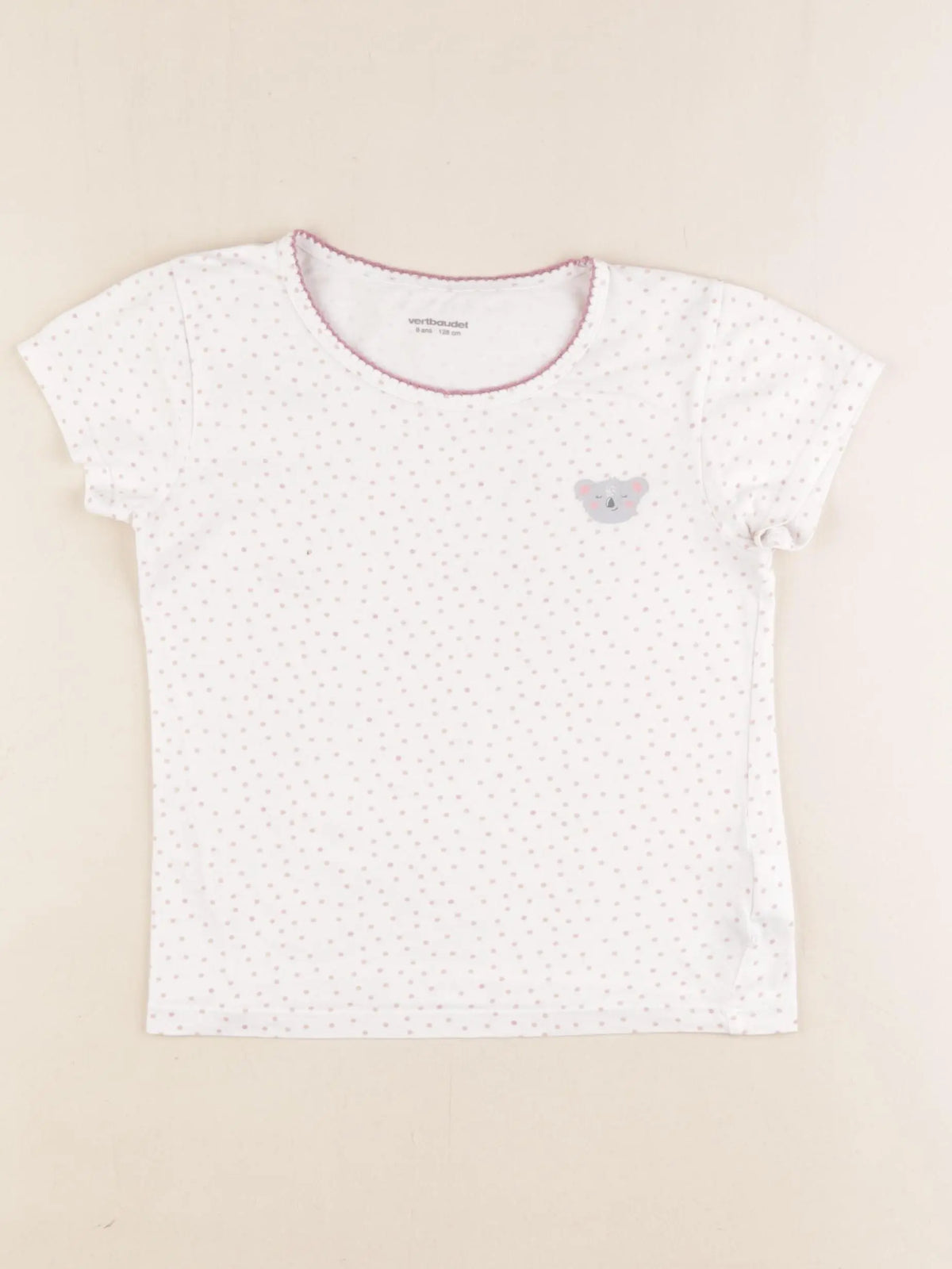 Vertbaudet - maillot de corps blanc, rose - 8 ans