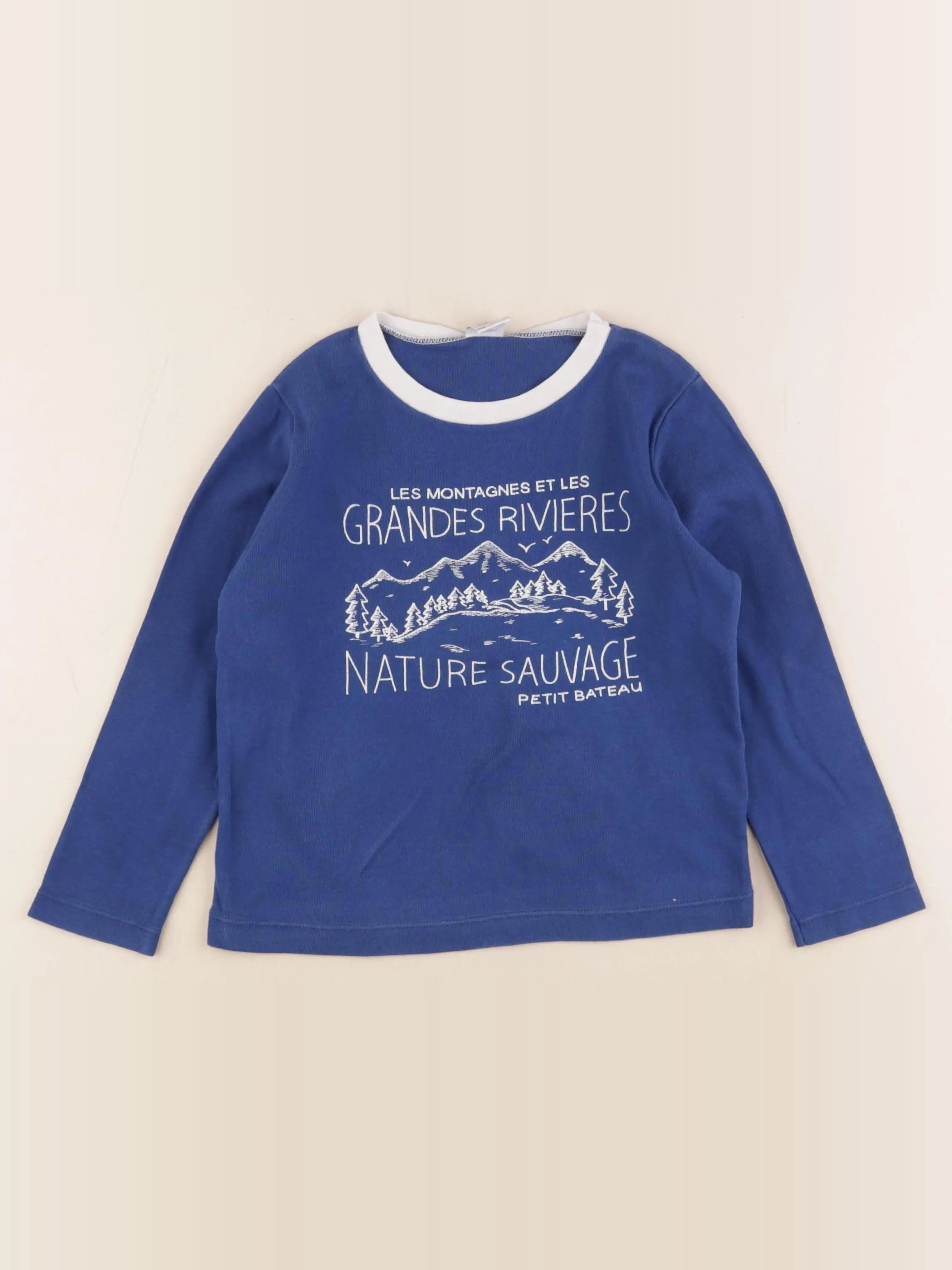 Petit Bateau - tee-shirt bleu - 5 ans