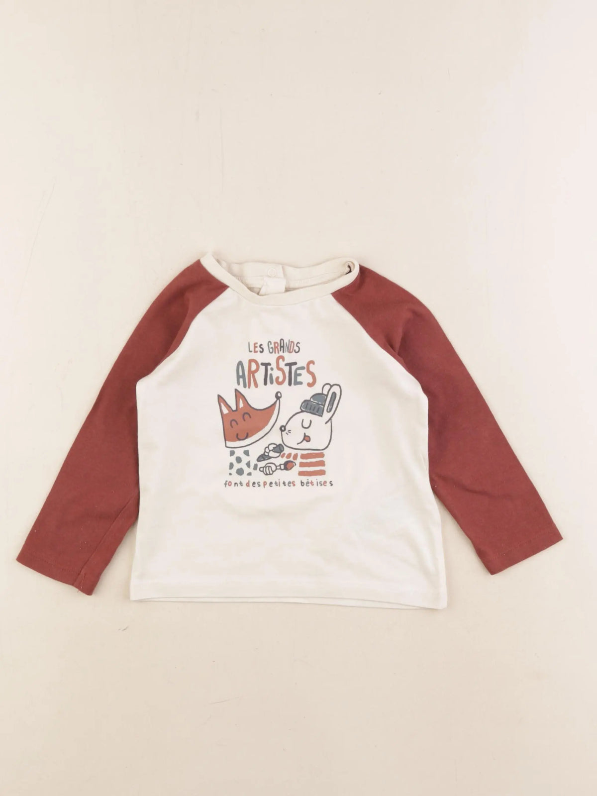 Vertbaudet - tee-shirt beige - 12 mois