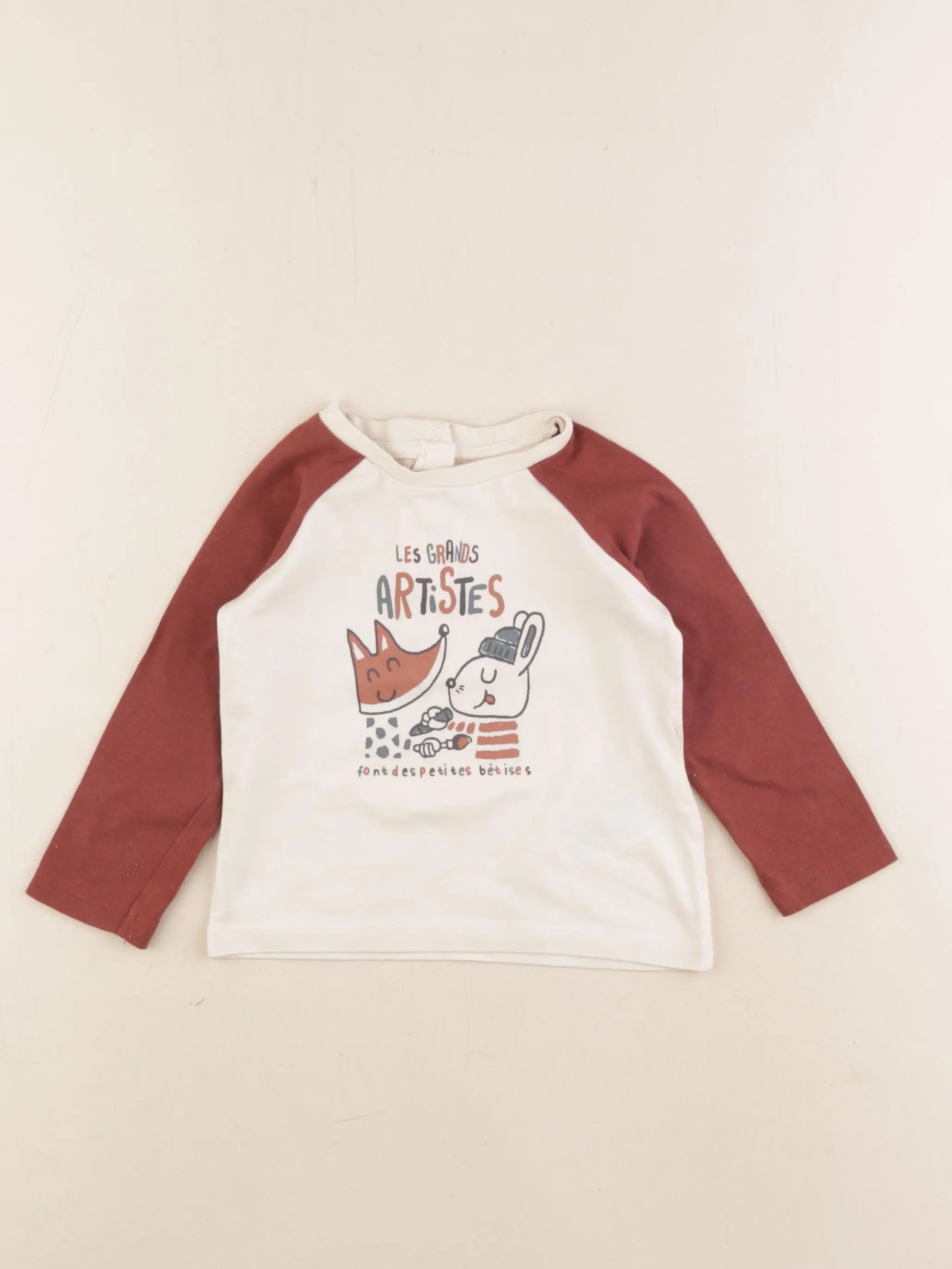 Vertbaudet - tee-shirt beige - 12 mois