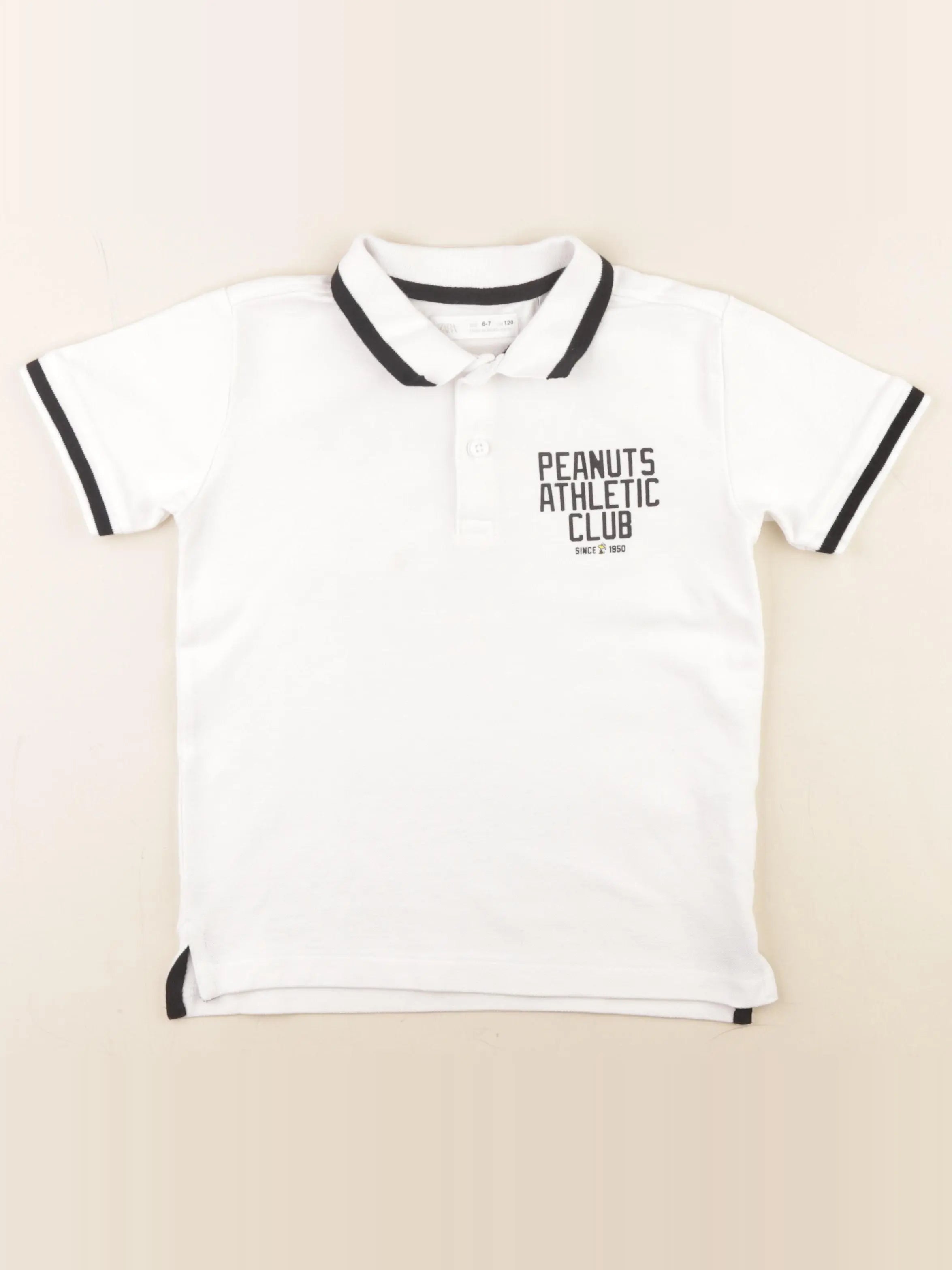 Zara - polo imprimé au dos blanc - 6/7 ans