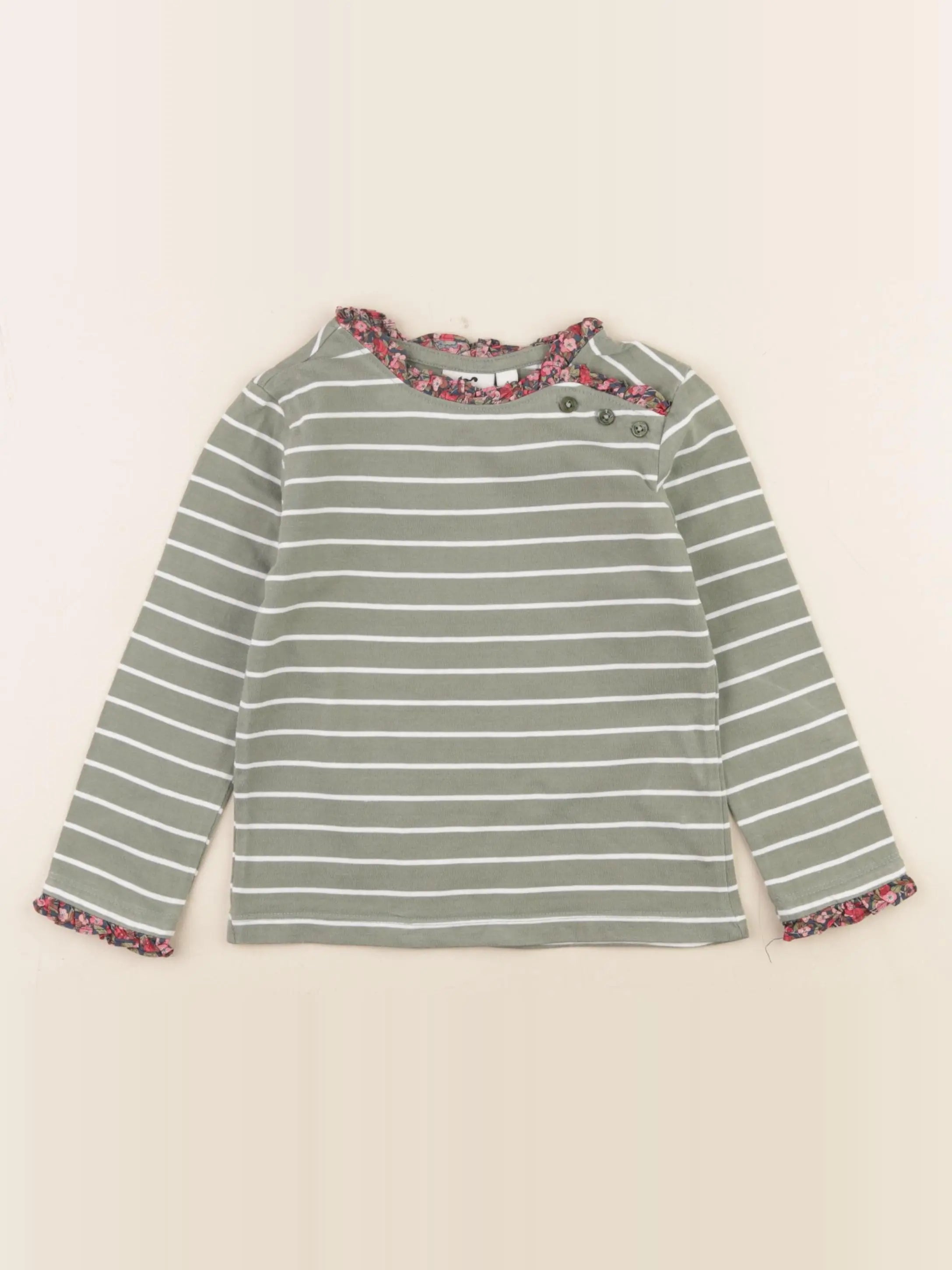 Cyrillus - tee-shirt blanc, vert - 4 ans