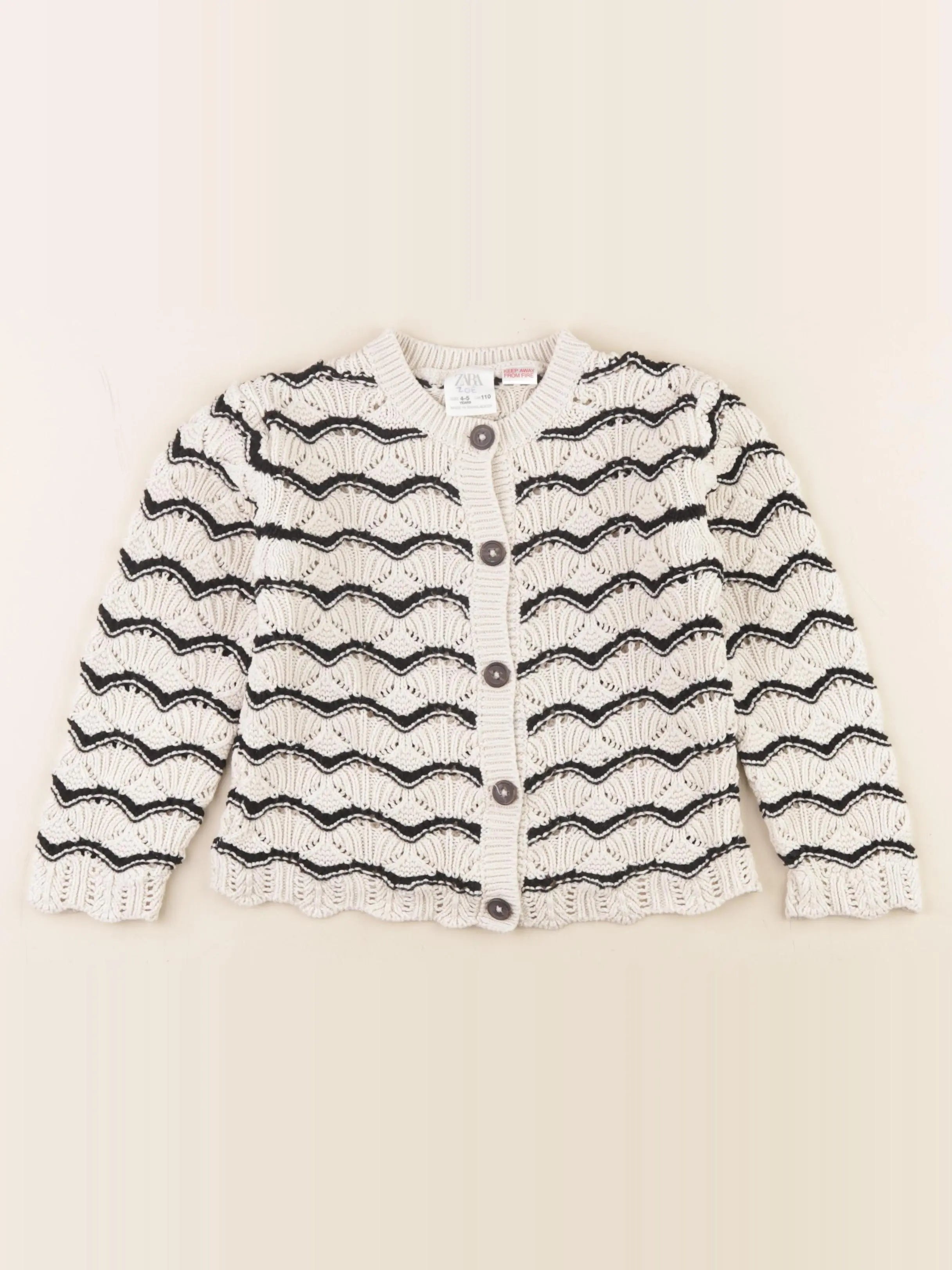 Zara - gilet beige, noir - 4/5 ans