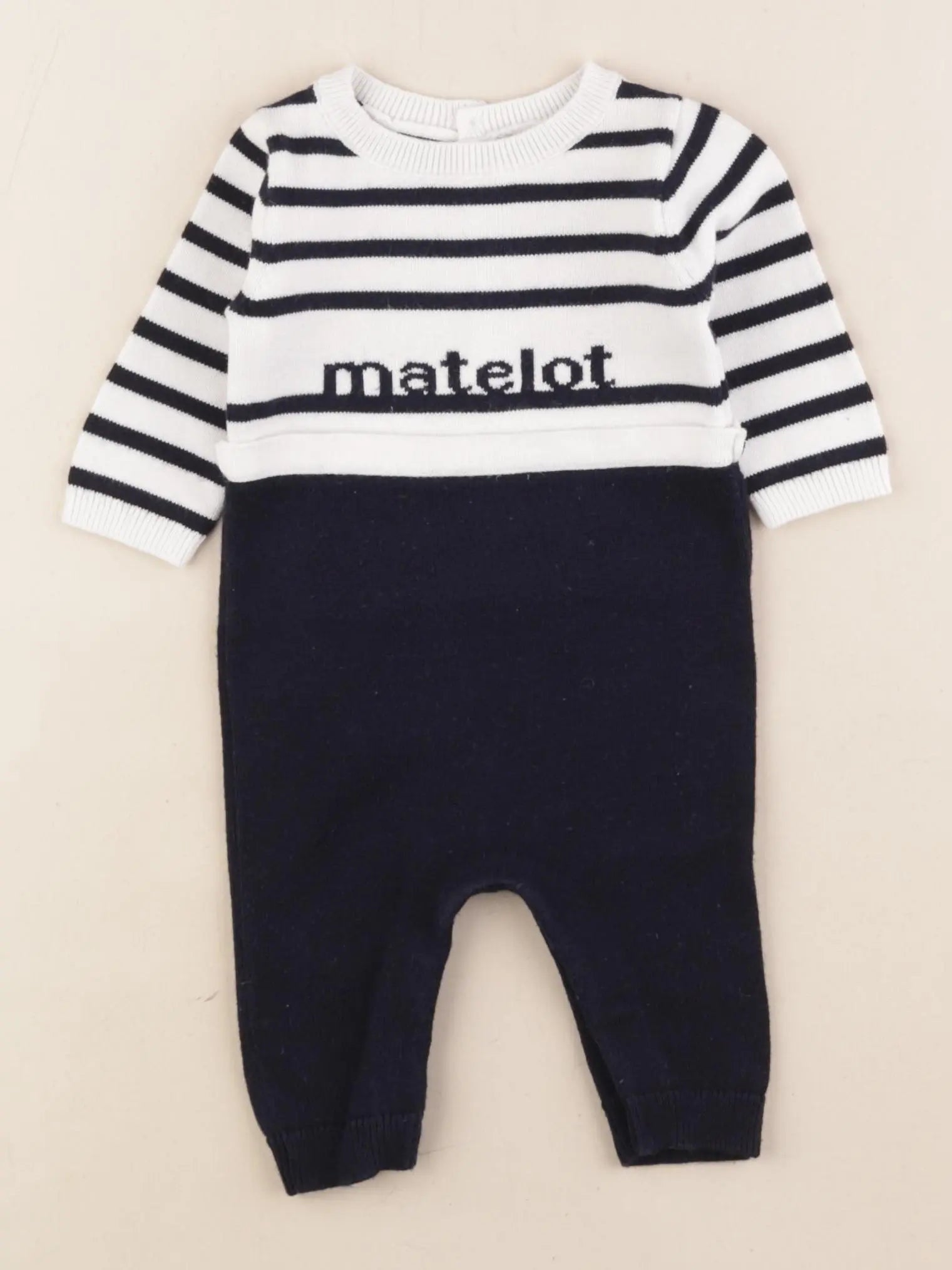 Jacadi - combinaison bleu, blanc - 3 mois