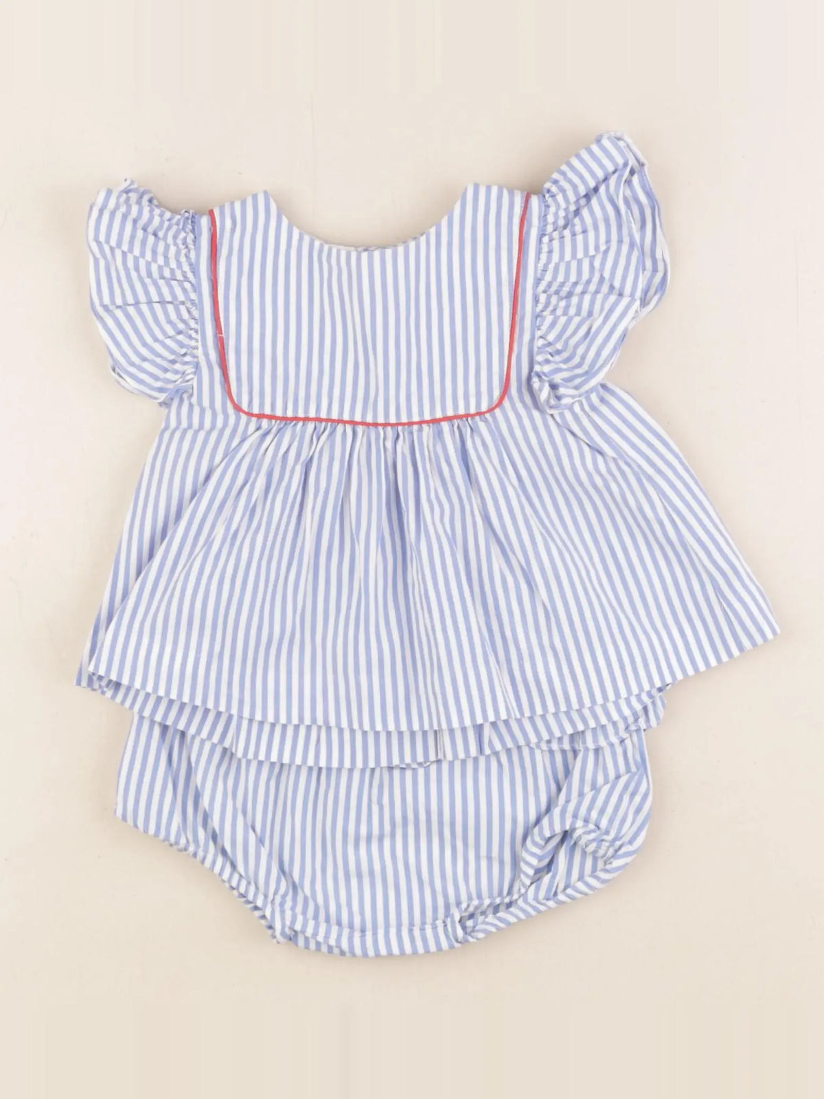 Jacadi - ensemble bleu, blanc - 6 mois