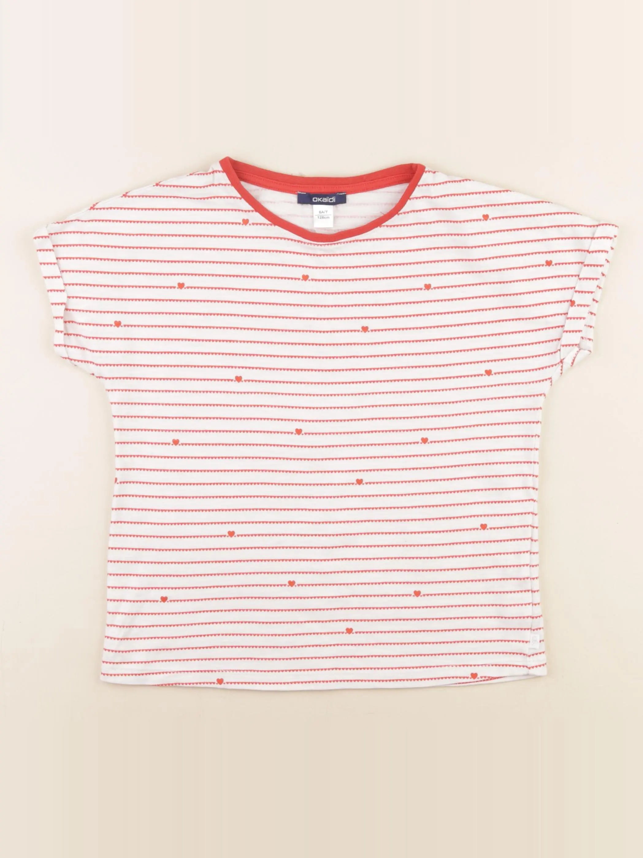 Okaidi - tee-shirt blanc, rouge - 8 ans