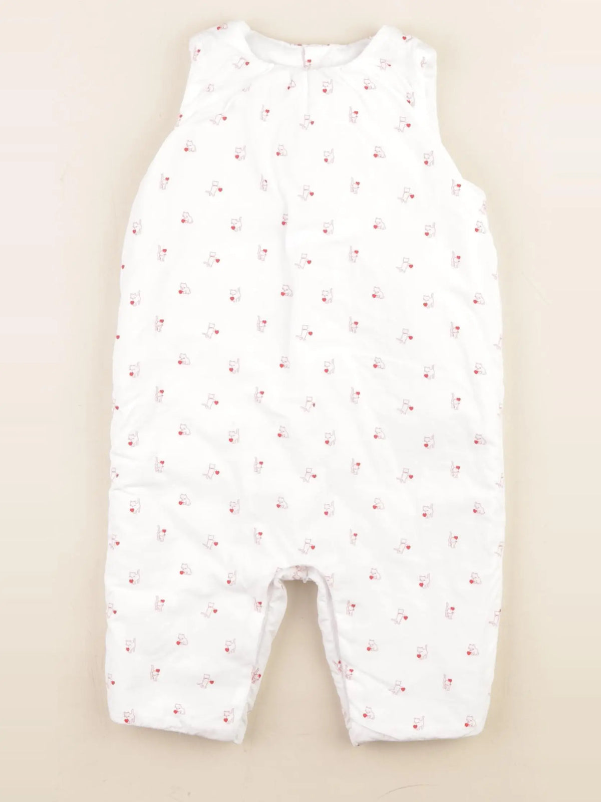 Jacadi - salopette doublé blanc, rouge - 6 mois