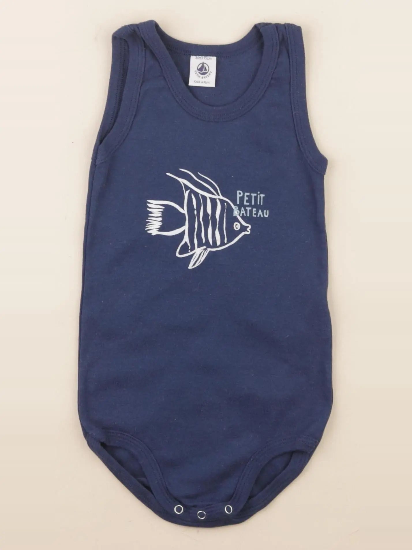 Petit Bateau - body bleu - 36 mois