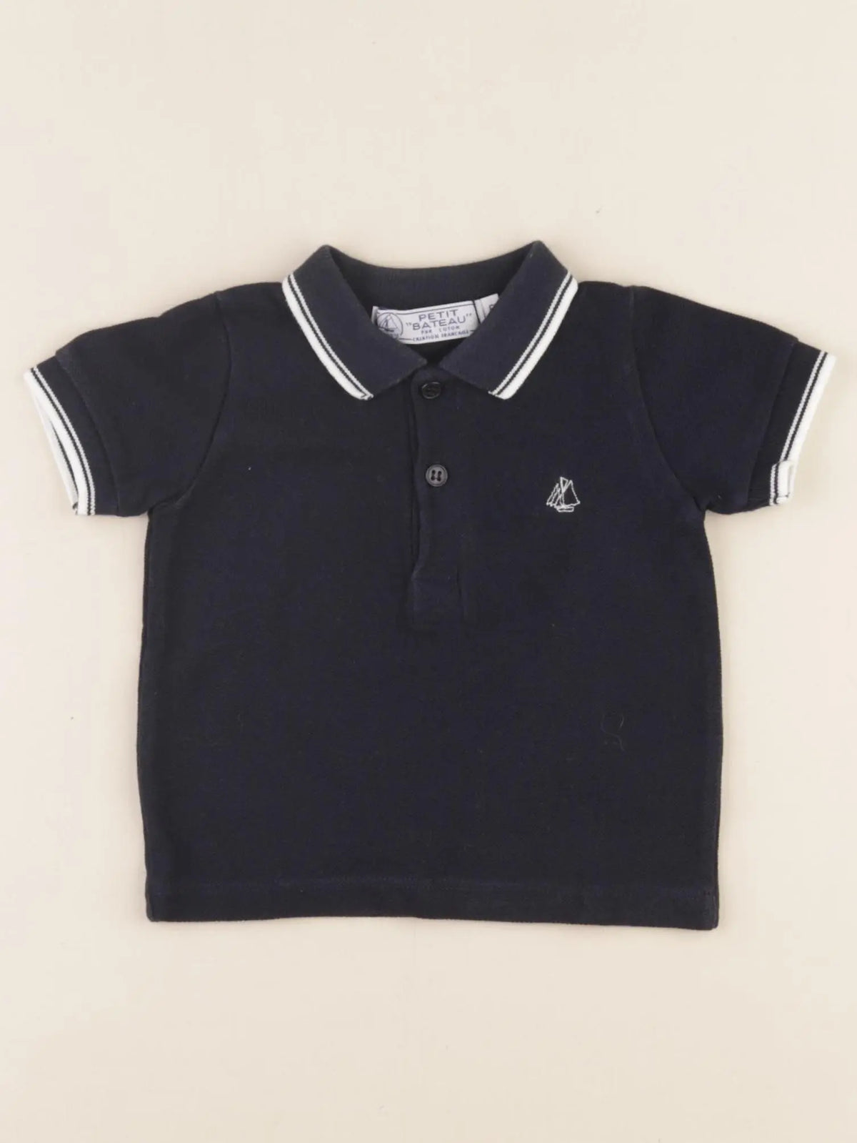 Petit Bateau - polo bleu - 6 mois