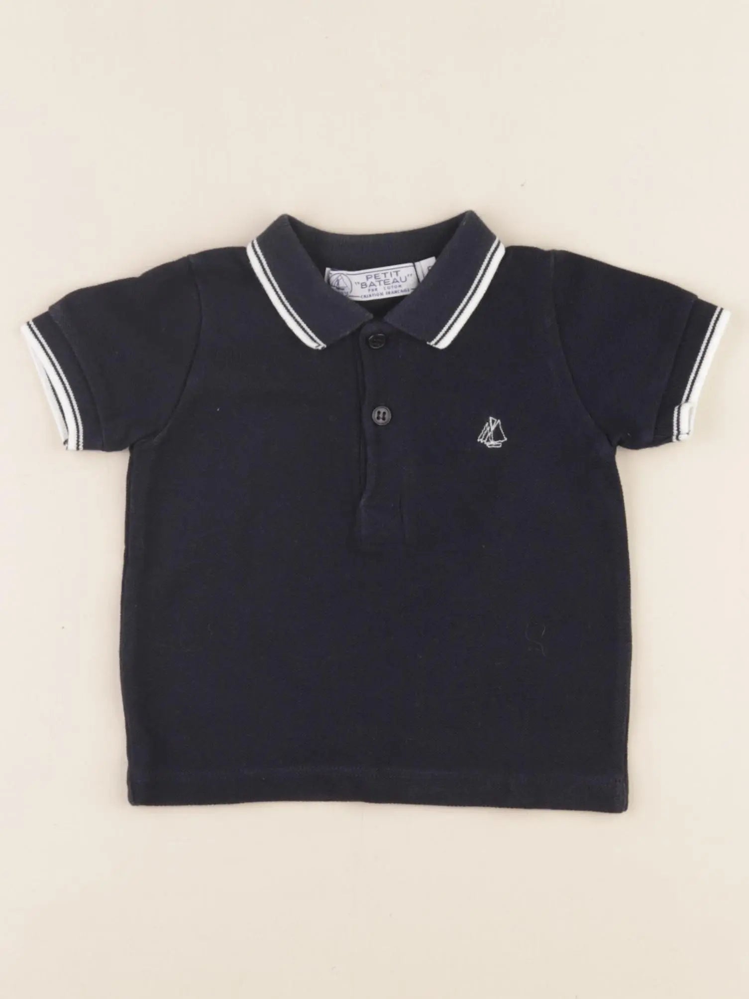 Petit Bateau - polo bleu - 6 mois