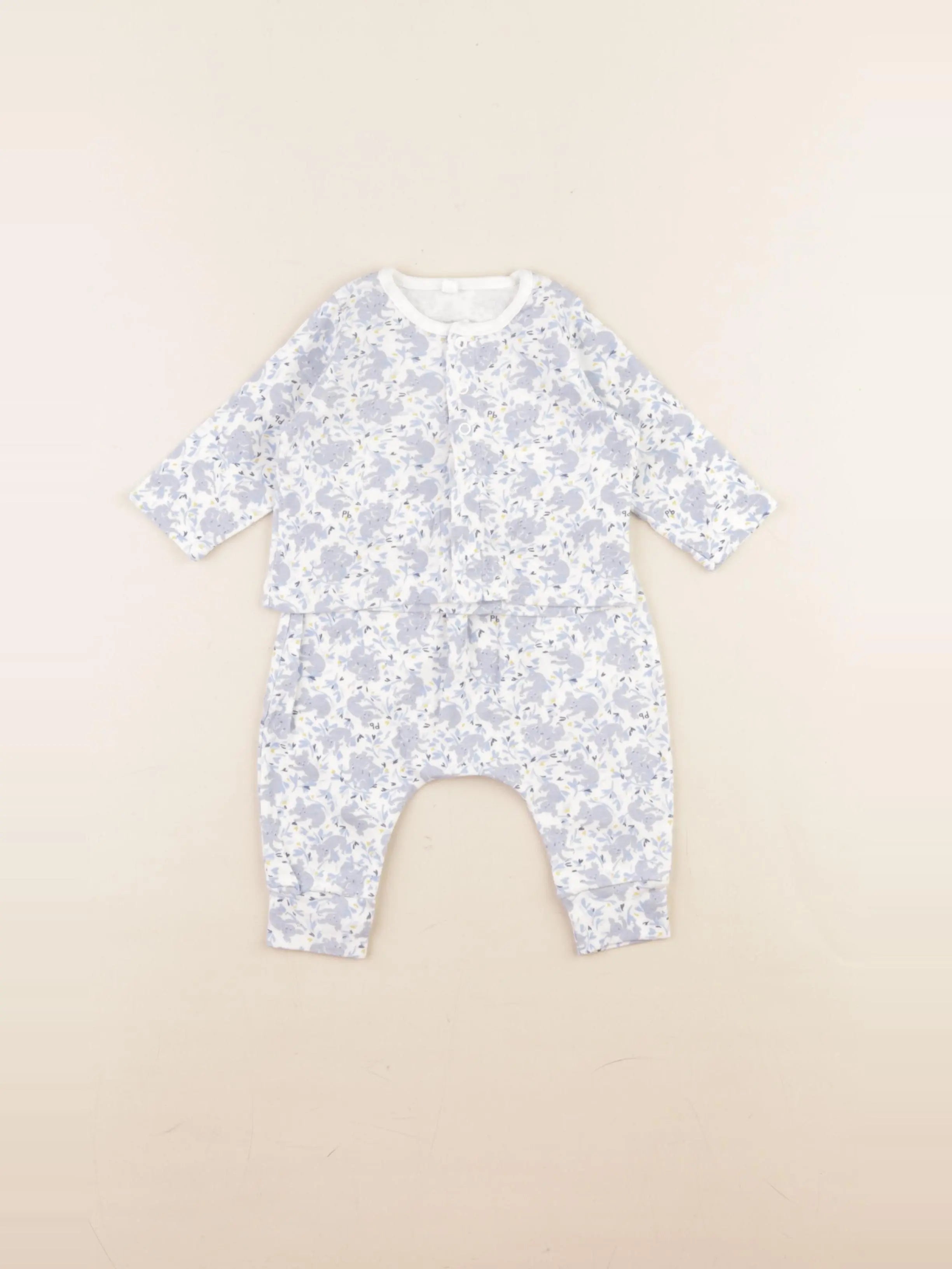 Petit Bateau - ensemble bleu - 3 mois