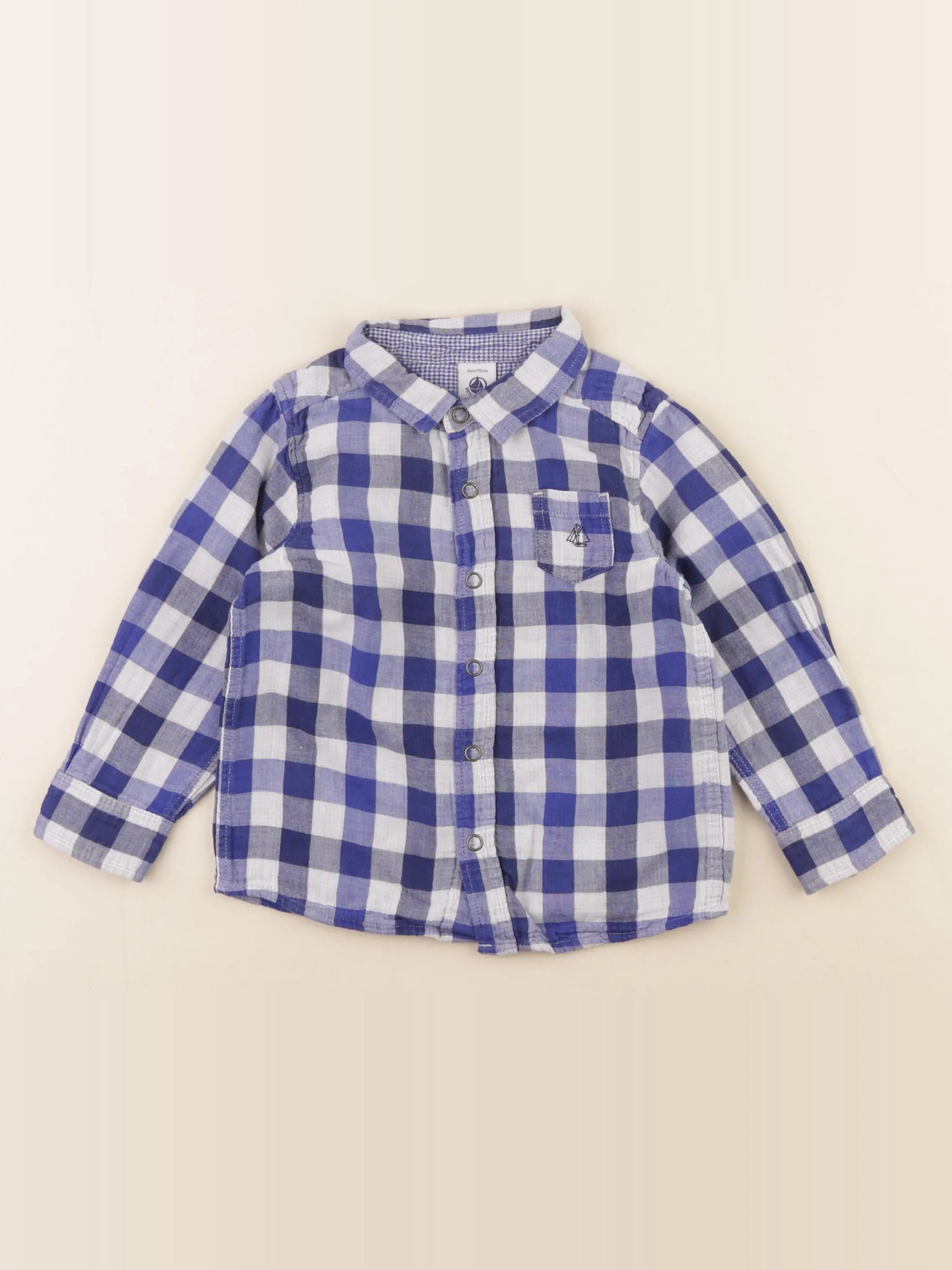 Petit Bateau - chemise bleu - 3 ans