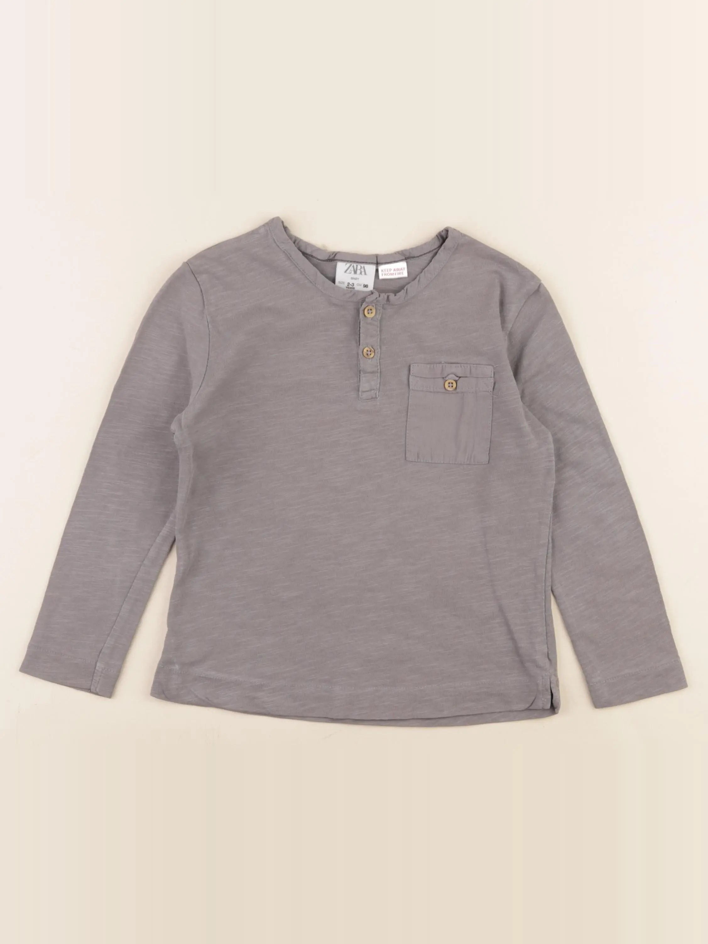 Zara - tee-shirt gris - 2/3 ans