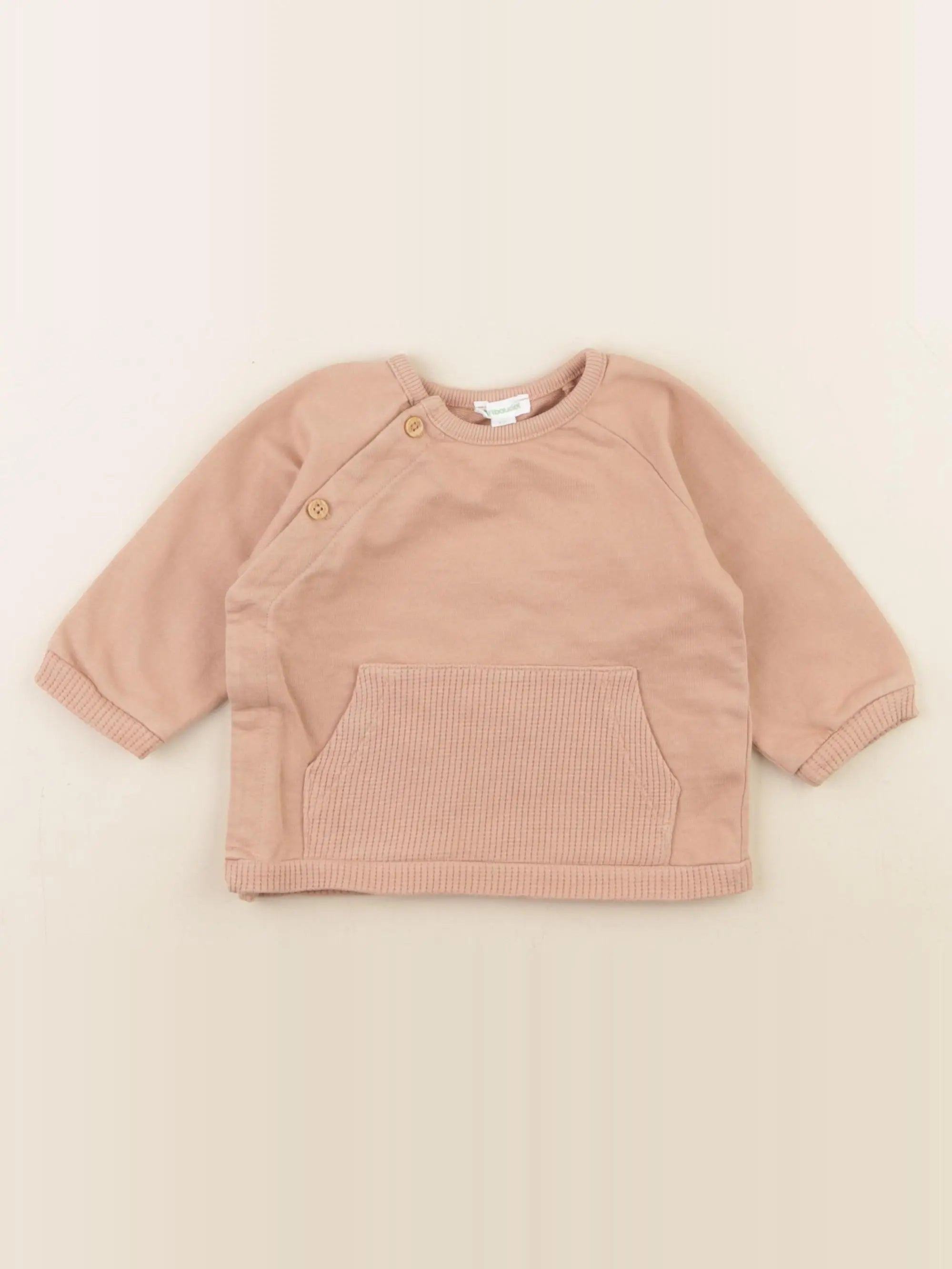 Vertbaudet - sweat beige - 9 mois