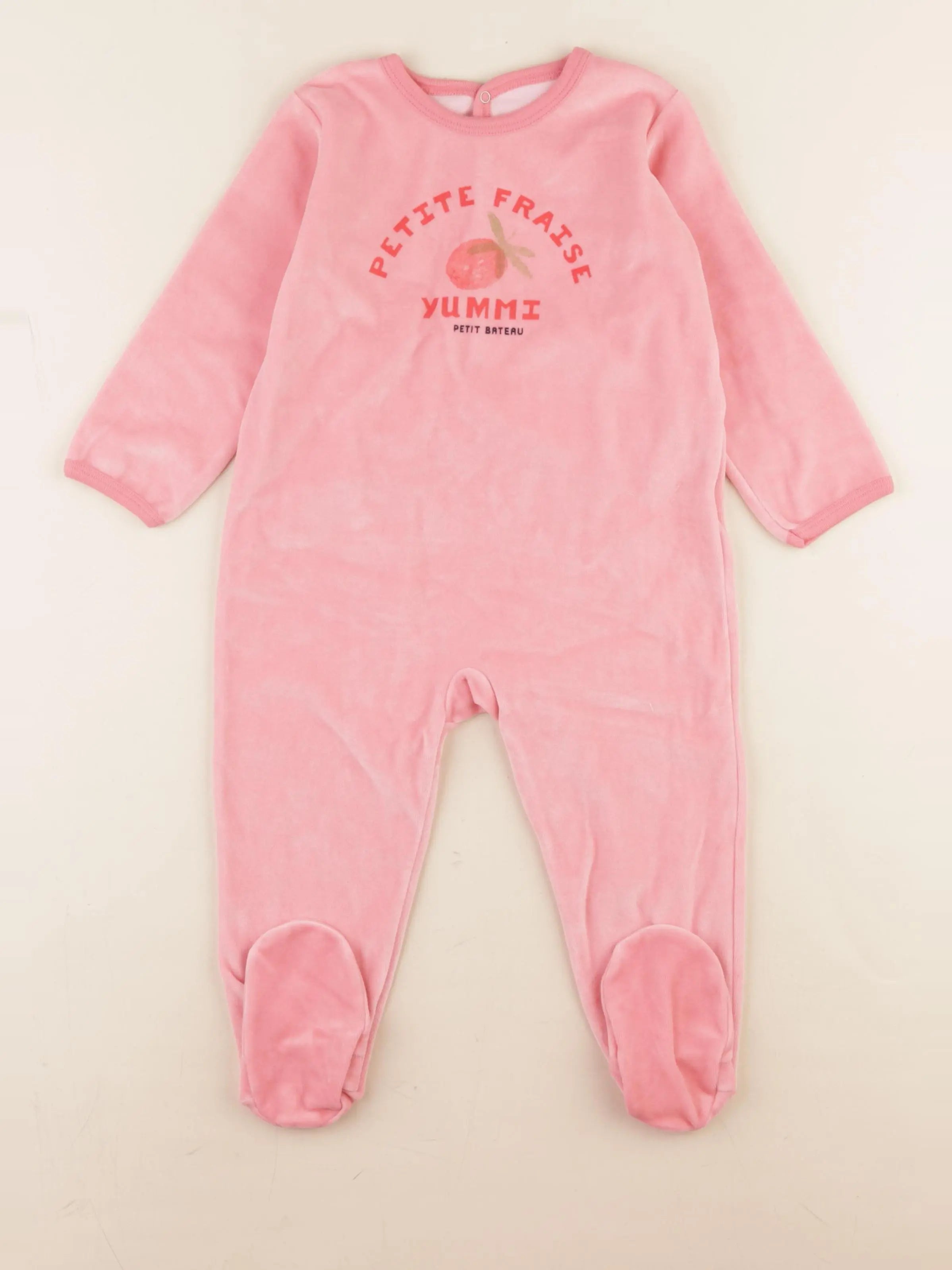 Petit Bateau - pyjama velours rose - 24 mois
