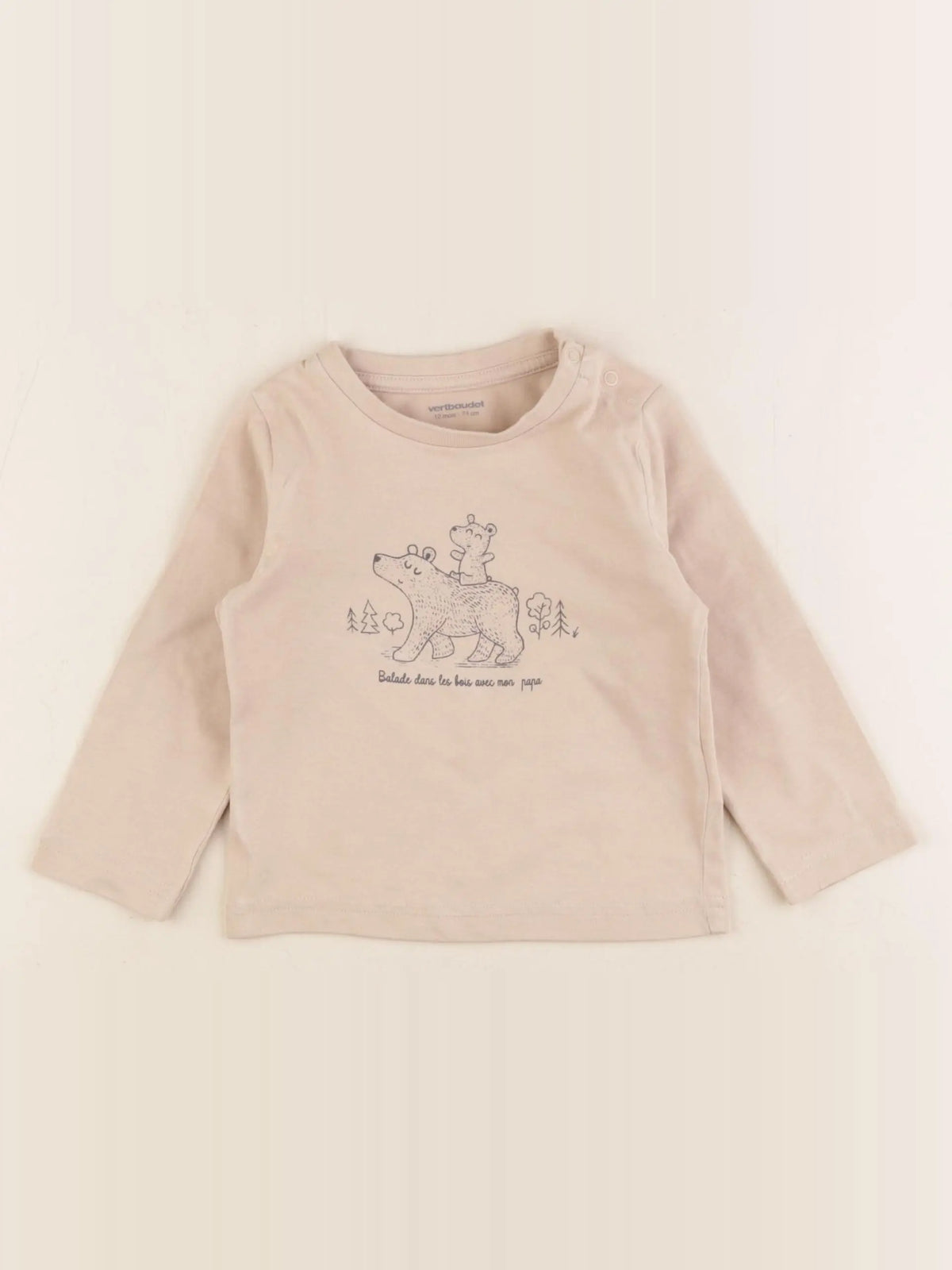Vertbaudet - tee-shirt beige - 12 mois